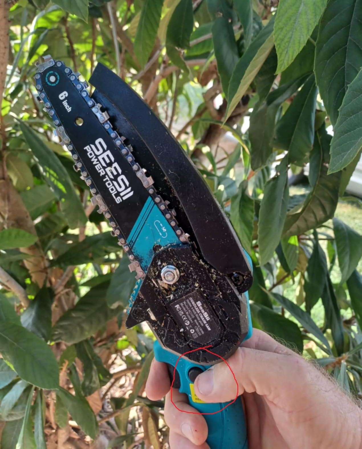Seesii Mini Chainsaw, 6-inch Mini Chainsaw Cordless, Handheld Electric Power Chain Saw with 2 Batteries, for Tree Trimming Wood Cutting, Best Gifts for Father, Dad, Husband, Men - Customer Photo 2