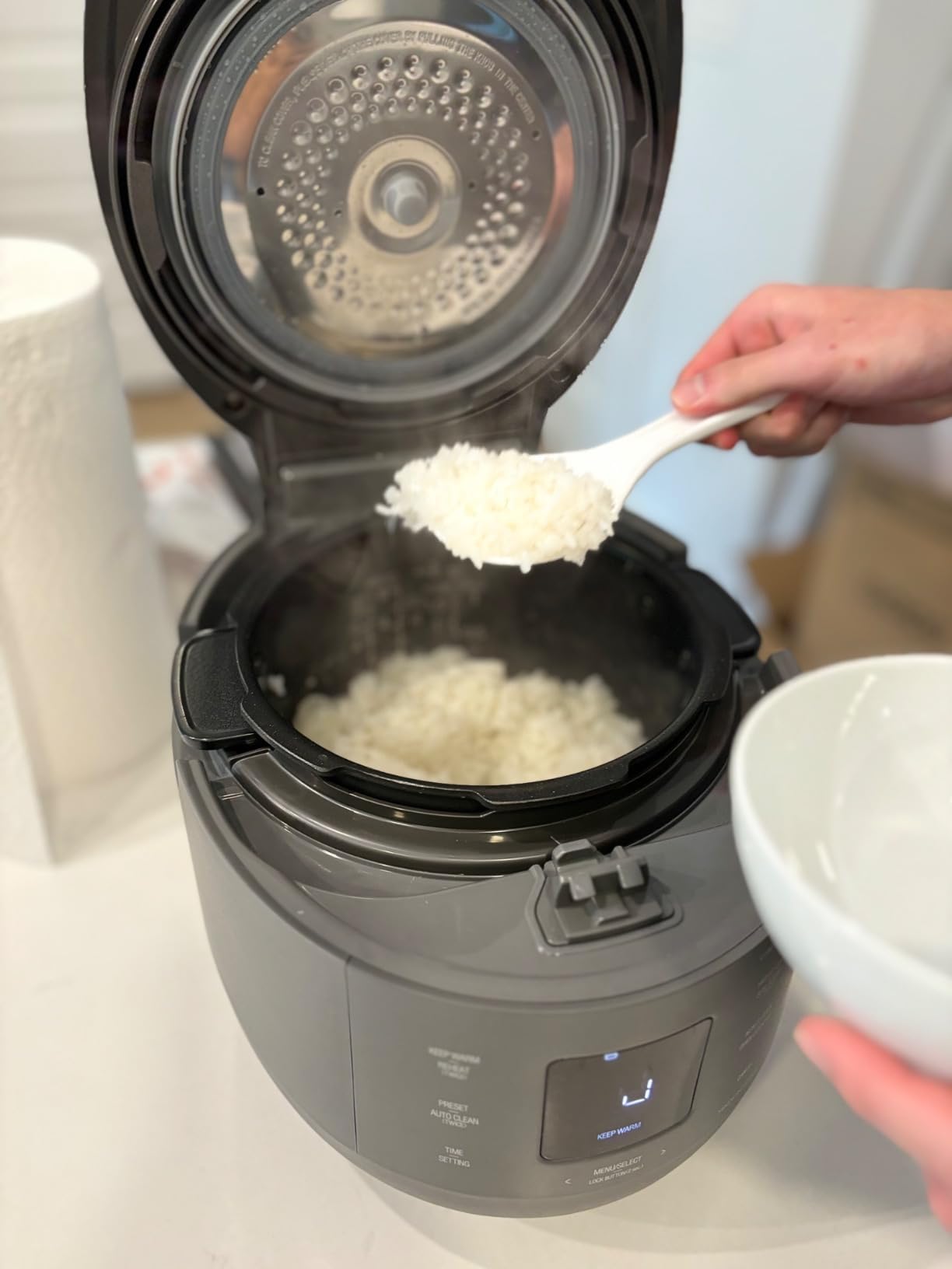 CUCKOO CRP-ST0609FW 6-Cup (Uncooked) / 12-Cup (Cooked) Twin Pressure Rice Cooker & Warmer with Nonstick Inner Pot, 16 Menu Options, 3 Voice Guide, Auto Clean (White) - Customer Photo 2