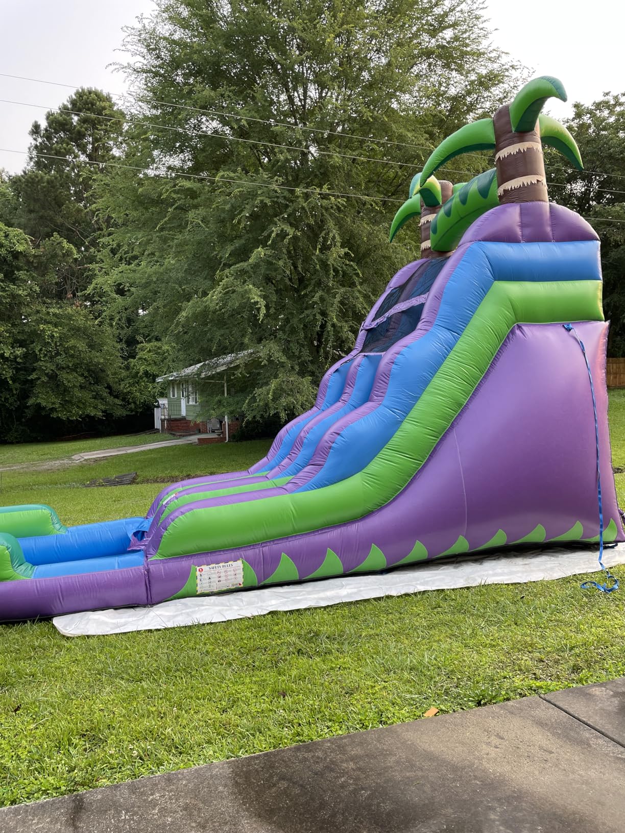 HeroKiddo 16' Purple Tropical Lightweight Premium Commercial Grade Water Slide Inflatable with Attached Pool for Kids and Adults (with Blower), Wet Dry Use, Summer Fun - Customer Photo 1 - RosenberryRooms