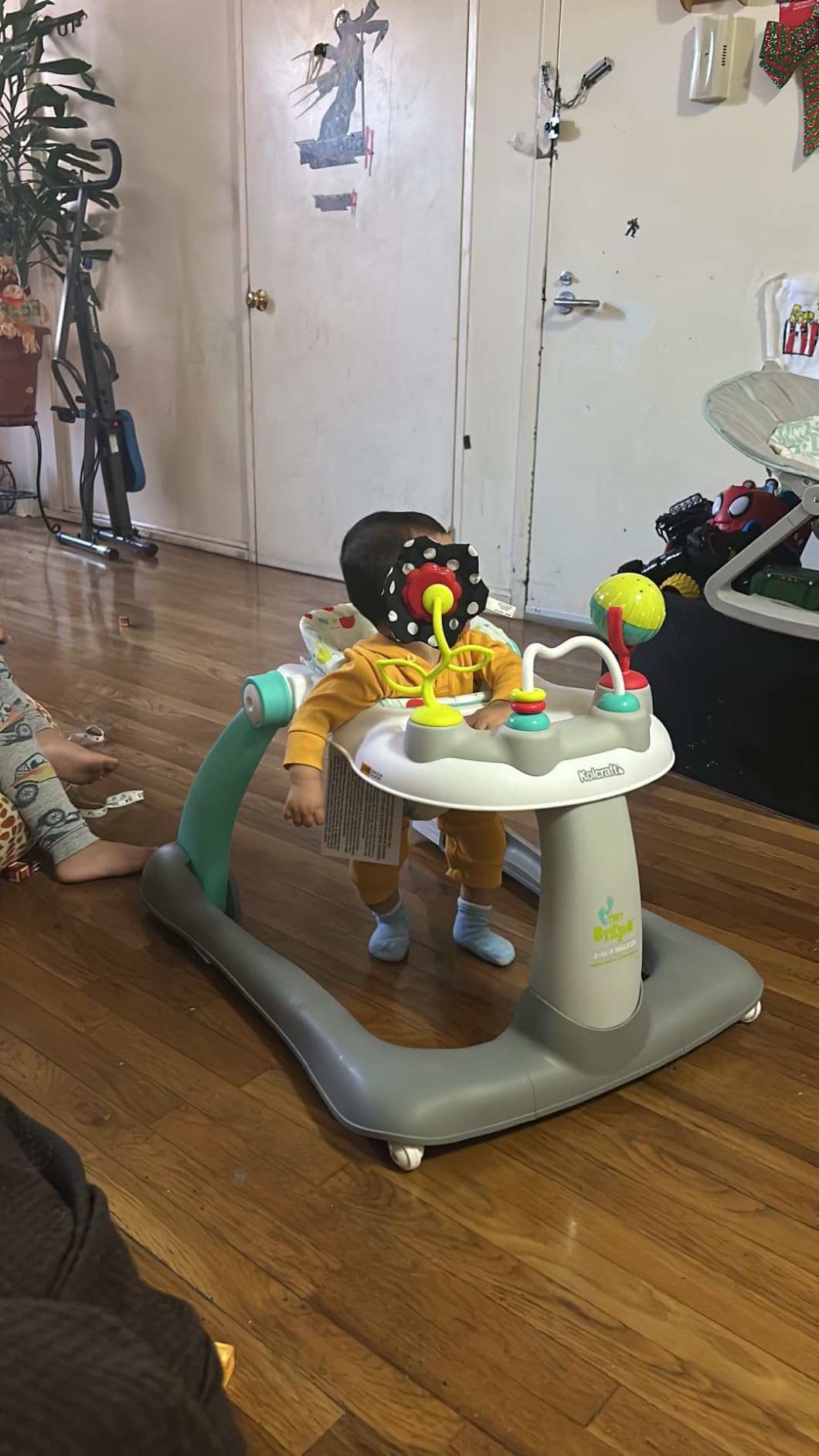 Kolcraft Tiny Steps 2 in 1 Foldable Infant and Baby Walker with Wheels, Seated or Walk Behind Activity Center, Entertaining Developmental Activities for Boys and Girls, Wide Base Sturdy Frame - Customer Photo 1