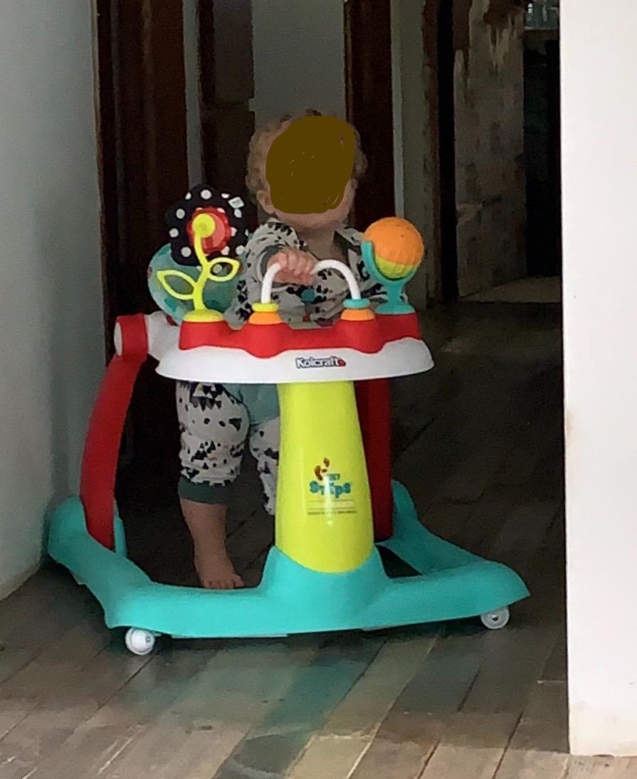 Kolcraft Tiny Steps 2 in 1 Foldable Infant and Baby Walker with Wheels, Seated or Walk Behind Activity Center, Entertaining Developmental Activities for Boys and Girls, Wide Base Sturdy Frame - Customer Photo 2