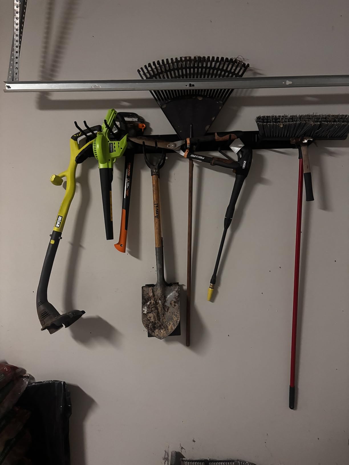 48 Inches Garage Storage, Garage Organization, Wall Mount Garden Tool Organizer, 440lbs Adjustable Heavy Duty Metal Hanging Hooks, Yard Rack Hanger System Shovel Rake Broom Ladder Holder, Men Gift - Customer Photo 1