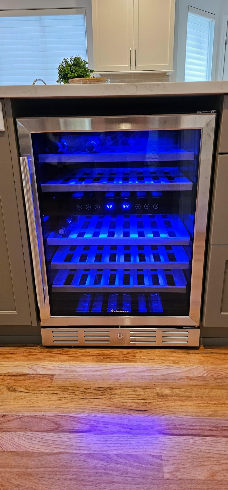 Kalamera 24 inch Wine Cooler, 46 Bottle - Dual Zone Built-in or Freestanding Fridge with Stainless Steel Reversible Glass Door, for Home, Kitchen, or Office. - Customer Photo 1