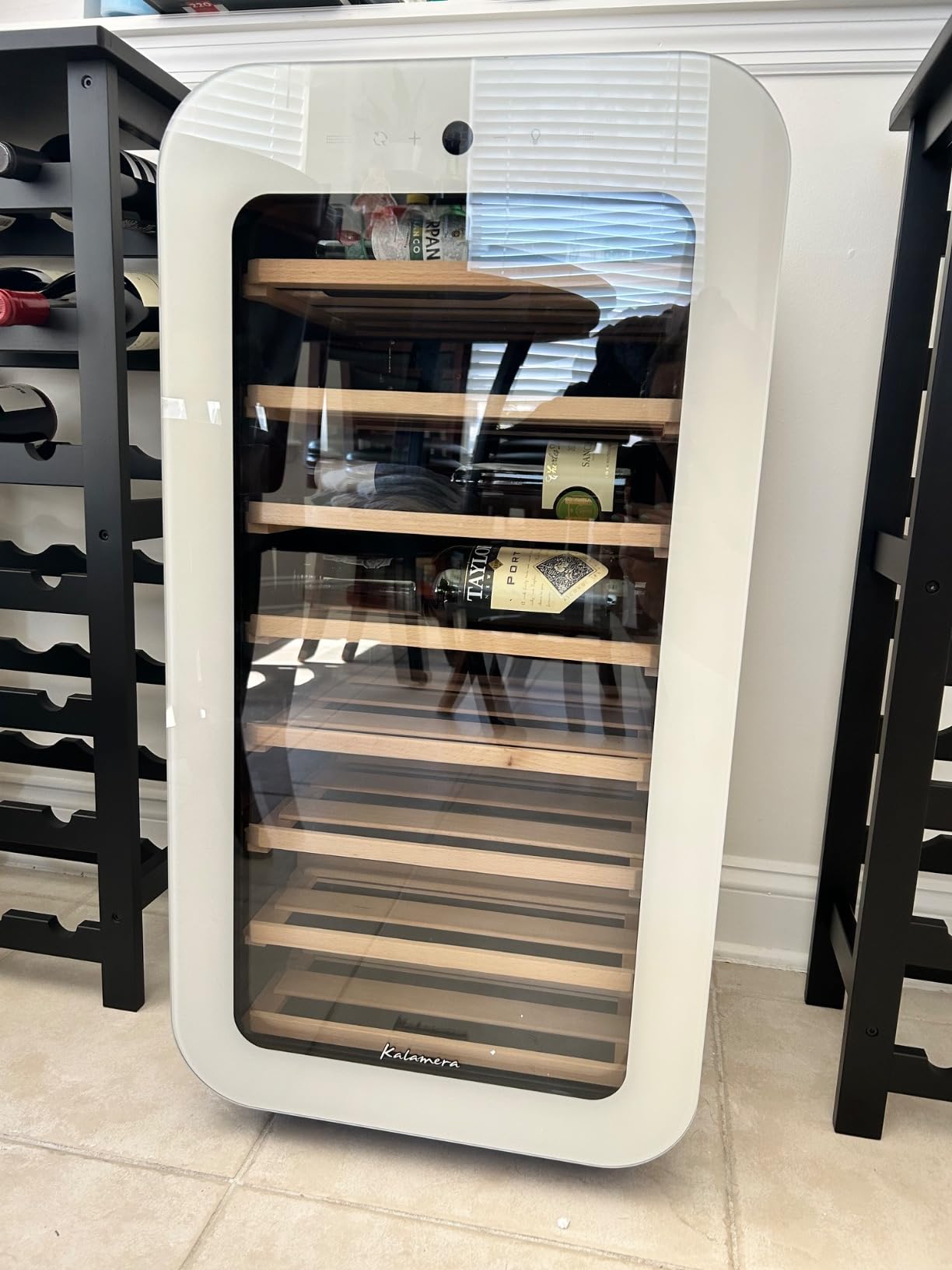 Kalamera 24 inch Wine Cooler, 46 Bottle - Dual Zone Built-in or Freestanding Fridge with Stainless Steel Reversible Glass Door, for Home, Kitchen, or Office. - Customer Photo 4