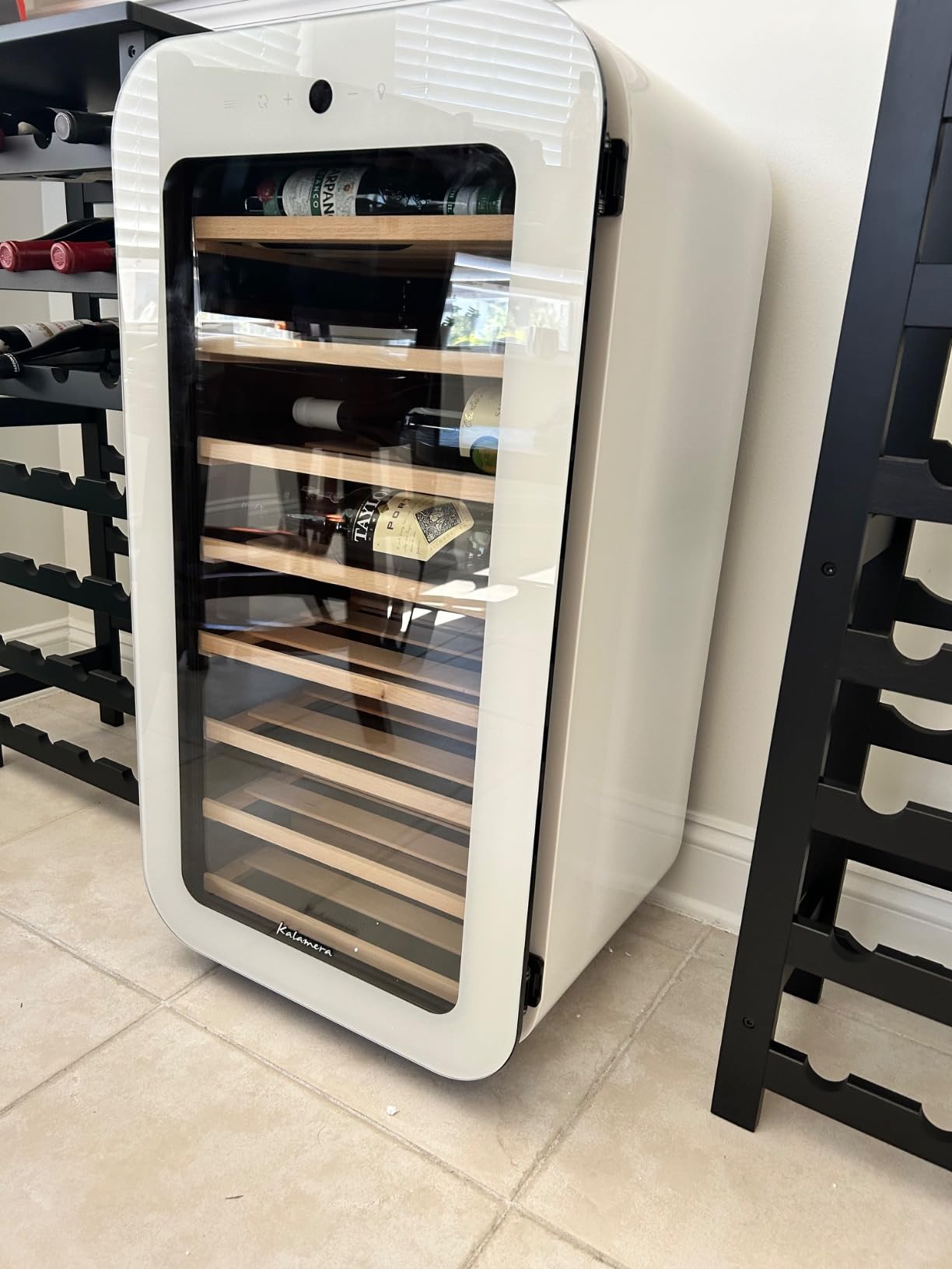 Kalamera 24 inch Wine Cooler, 46 Bottle - Dual Zone Built-in or Freestanding Fridge with Stainless Steel Reversible Glass Door, for Home, Kitchen, or Office. - Customer Photo 5