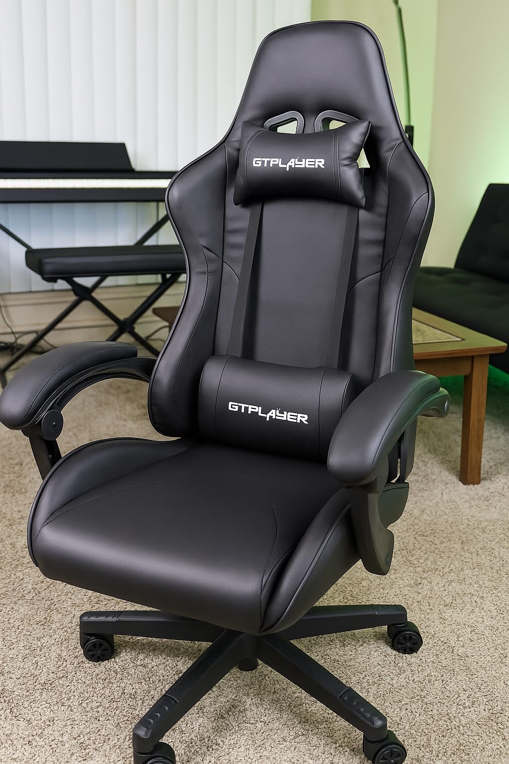 GTPLAYER Gaming Chair, Computer Chair with Footrest and Lumbar Support, Height Adjustable Game Chair with 360°-Swivel Seat and Headrest and for Office or Gaming (White) - Customer Photo 1