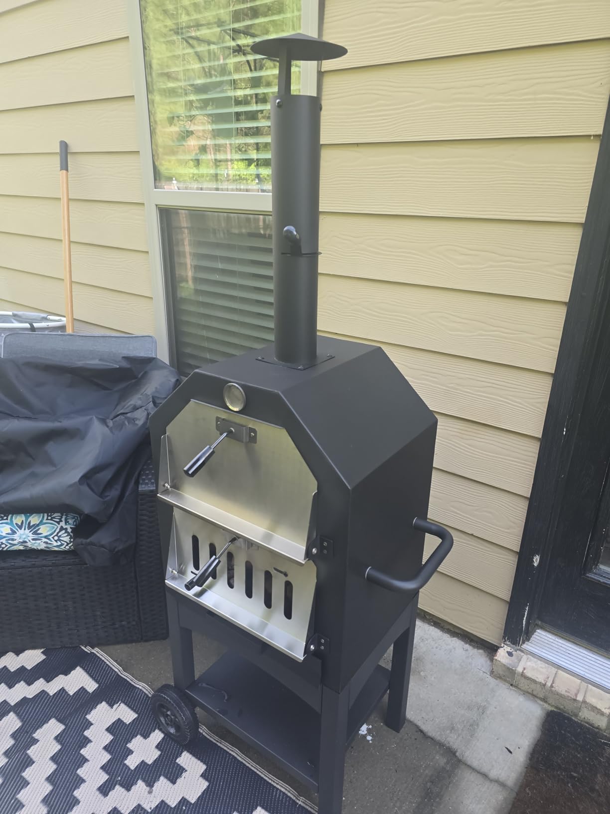 EDOSTORY Outdoor Pizza Oven, Wood Fired for Outside, Patio Maker With Stone, Peel, Grill Rack, and Waterproof Cover for Backyard Camping - Customer Photo 1