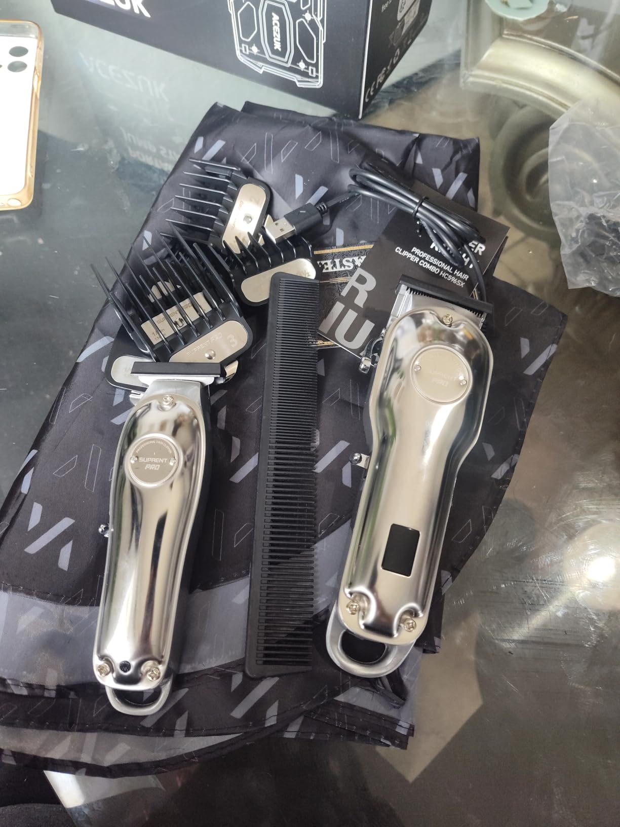 SUPRENT PRO Professional Hair Clippers for Men- Hair Cutting Kit & Zero Gap T-Blade Trimmer Combo- Cordless Barber Clipper Set with LED Display for Mens Gifts(Black) - Customer Photo 2