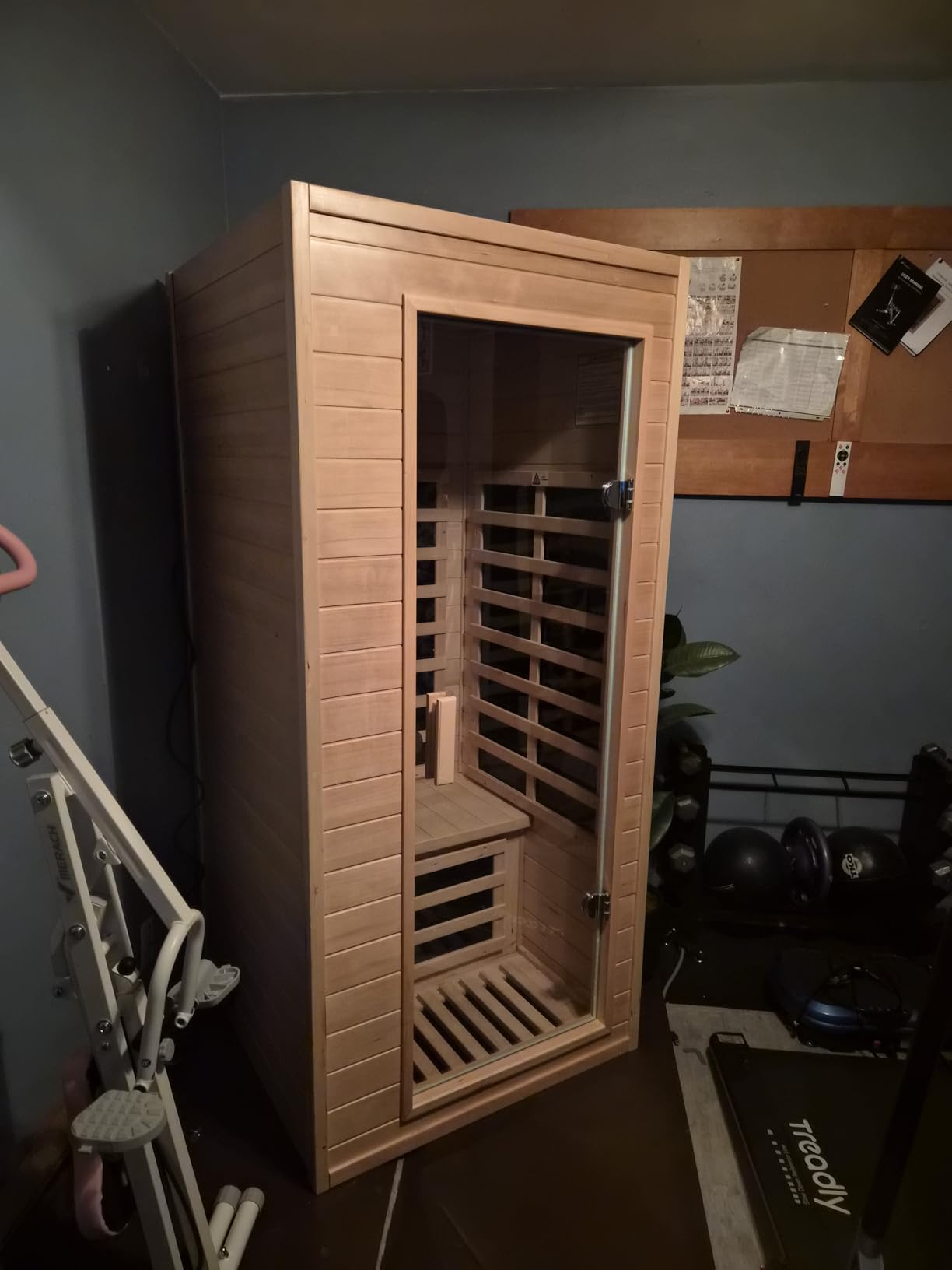 1-2 Person Infrared Sauna, Hemlock Wood Low EMF Far Infrared Saunas for Home, 1350watt Indoor Personal Sauna Room Box with APP Control, Glass Door, Blue-Tooth, LCD, LED Reading Light - Customer Photo 1