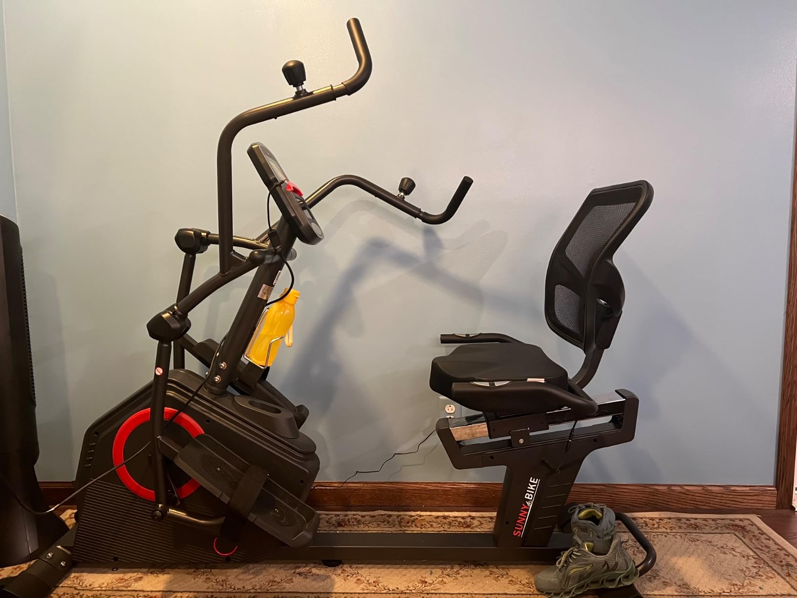 Sunny Health & Fitness Elite Recumbent Cross Trainer & Elliptical Machine with Arm Exercisers for Home Arm/Leg Training, Easy Adjust Seat & Mesh Backrest, Free SunnyFit App Bluetooth Connectivity Customer Review Sunny Health & Fitness Elite Recumbent Cross Trainer & Elliptical Machine with Arm Exercisers for Home Arm/Leg Training, Easy Adjust Seat & Mesh Backrest, Free SunnyFit App Bluetooth Connectivity - Customer Photo 1