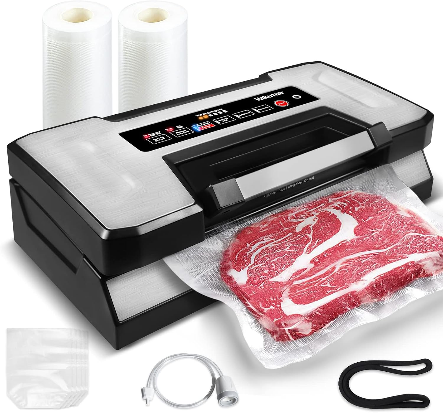 Vakumar Liquid Vacuum Sealer Machine, 90Kpa Vacuum Sealer Machine Preservation Dry/Moist/Liquid Modes, LED Indicator Light, Handle Locked Design, Built-in Cutter and Bag Storage, Removable Drip Tray - Customer Photo 1
