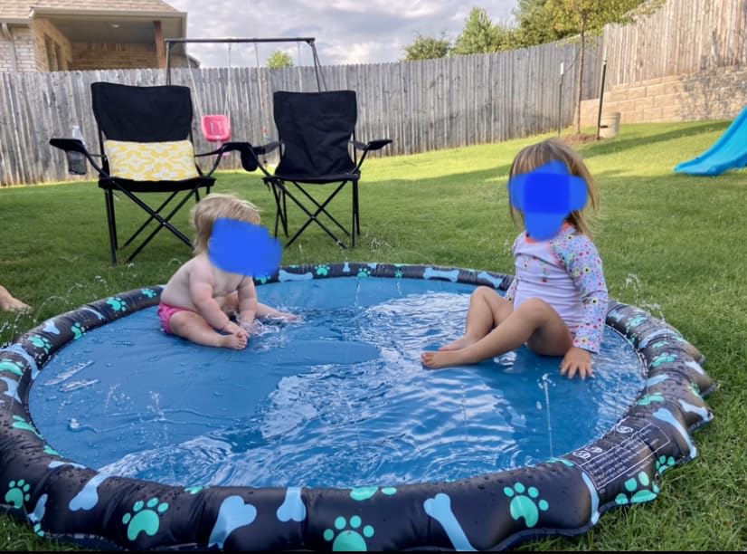 SplashEZ Non Slip Splash Pad for Kids & Dogs, 69'' Extra Large Splash Pad Sprinkler for Kids, Dog Water Summer Toys - Great Outdoor Toys for Toddlers 1-3 & Children Ages 4-8, Baby Pool for Backyard - Customer Photo 1