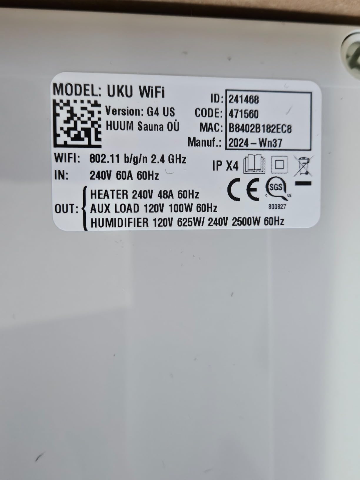 HUUM Steel 6.0 kW Sauna Heater with UKU WiFi Control (Black), 330 pounds of Rounded Olivine Stones Included (for saunas up to 353 cu ft.) - Customer Photo 1