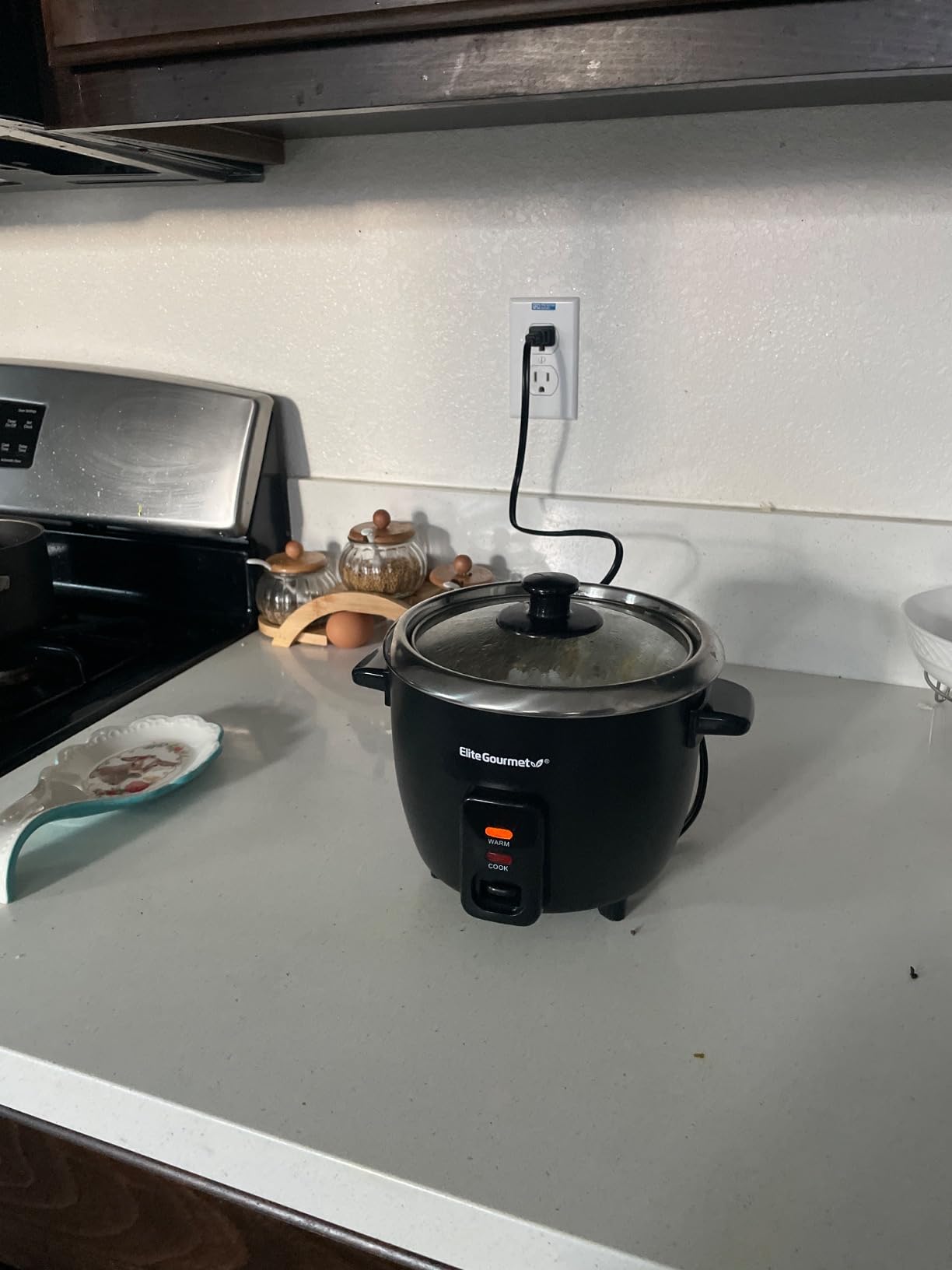Elite Gourmet ERC006SS 6-Cup Electric Rice Cooker with Stainless Steel Inner Pot, Makes Soups, Stews, Porridges, Grains and Cereals, 6 cup (3 cups uncooked), Black - Customer Photo 2