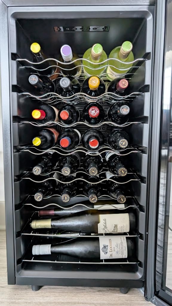 Mini Wine Fridge Freestanding, Wine Cooler Refrigerator 15 Bottle w/Digital Control, Countertop Mini Fridge for Red & White, Glass Door customer photo 2