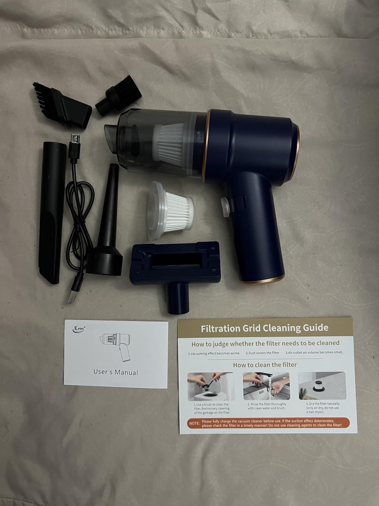 KMM Handheld Car Vacuum Cleaner, 9000Pa Vacuum Cleaner and Air Duster, 120W High Power Hand Held Vacuum with LED Light and Multi-Nozzles for Car, Home, Office, Pet - Customer Photo 1
