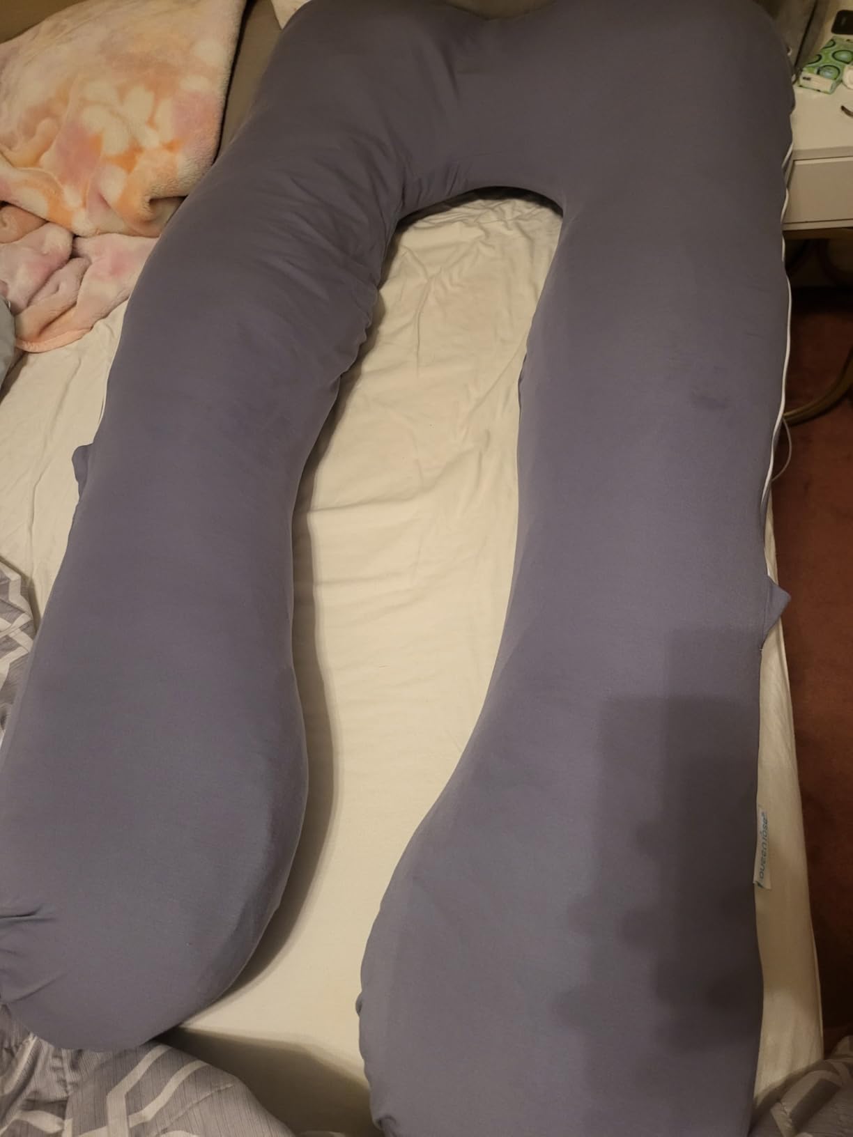 QUEEN ROSE Extra Long U Shaped Body Pillow, Cooling Pregnancy Pillows for Sleeping, 65 Inch Full Body Support Maternity Pillow for Adults, Support for Back, Hip, Legs for Pregnant Women, Grey - Customer Photo 1
