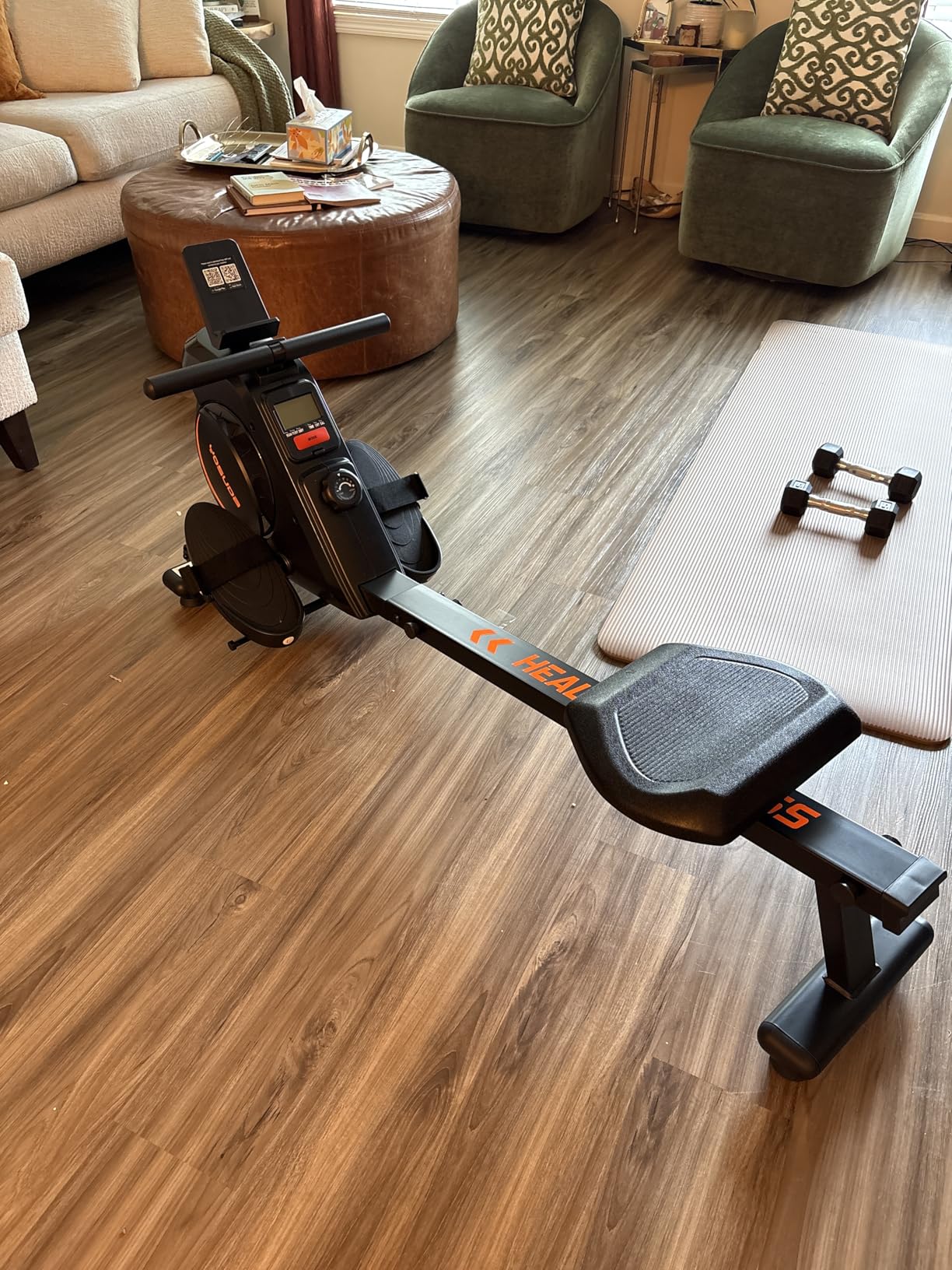 YOSUDA Magnetic/Water Rowing Machine for Home - Rower Machine Use with Bluetooth, App Supported, Rowing Machine for Taller Power Athletes, Comfortable Seat Cushion - Customer Photo 1