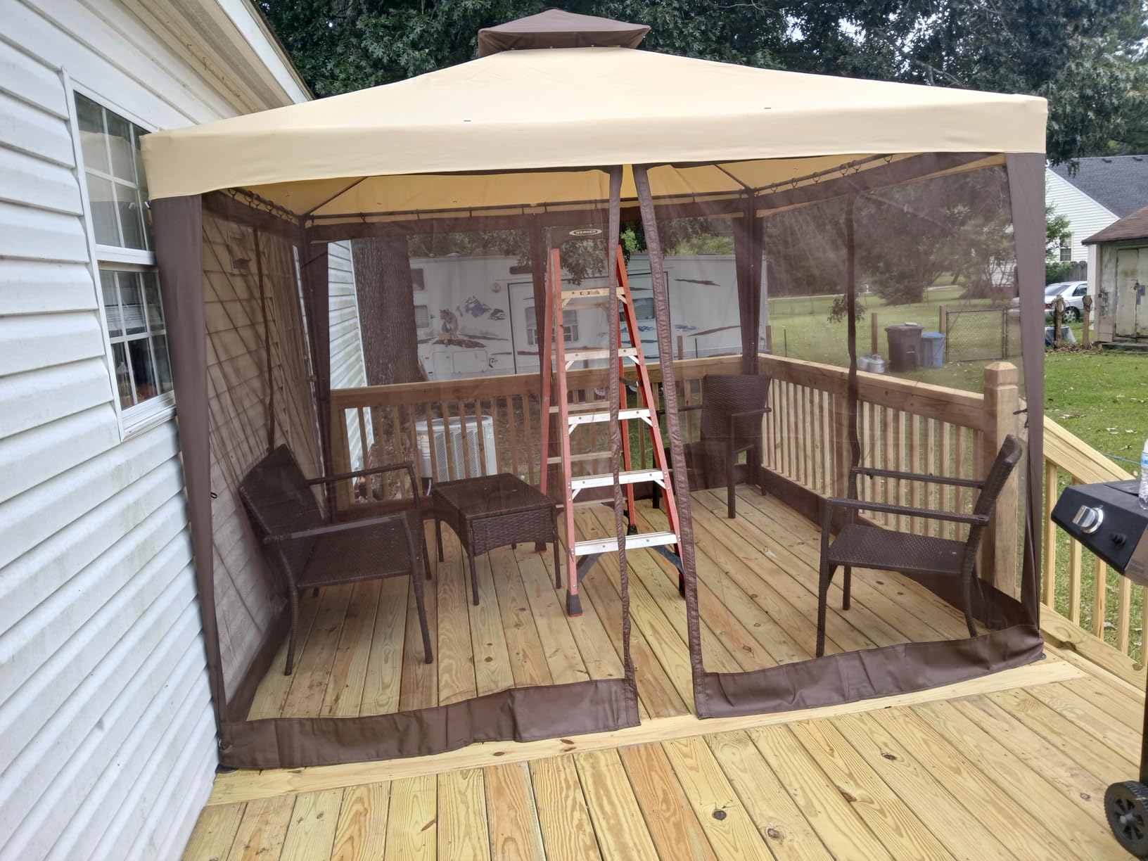 Patio Gazebo Tent Outdoor Canopy Shelter 10'x10' with Removable Netting,100 Square Feet of Shade for Garden, Backyard Deck and Lawns (Beige) - Customer Photo 1