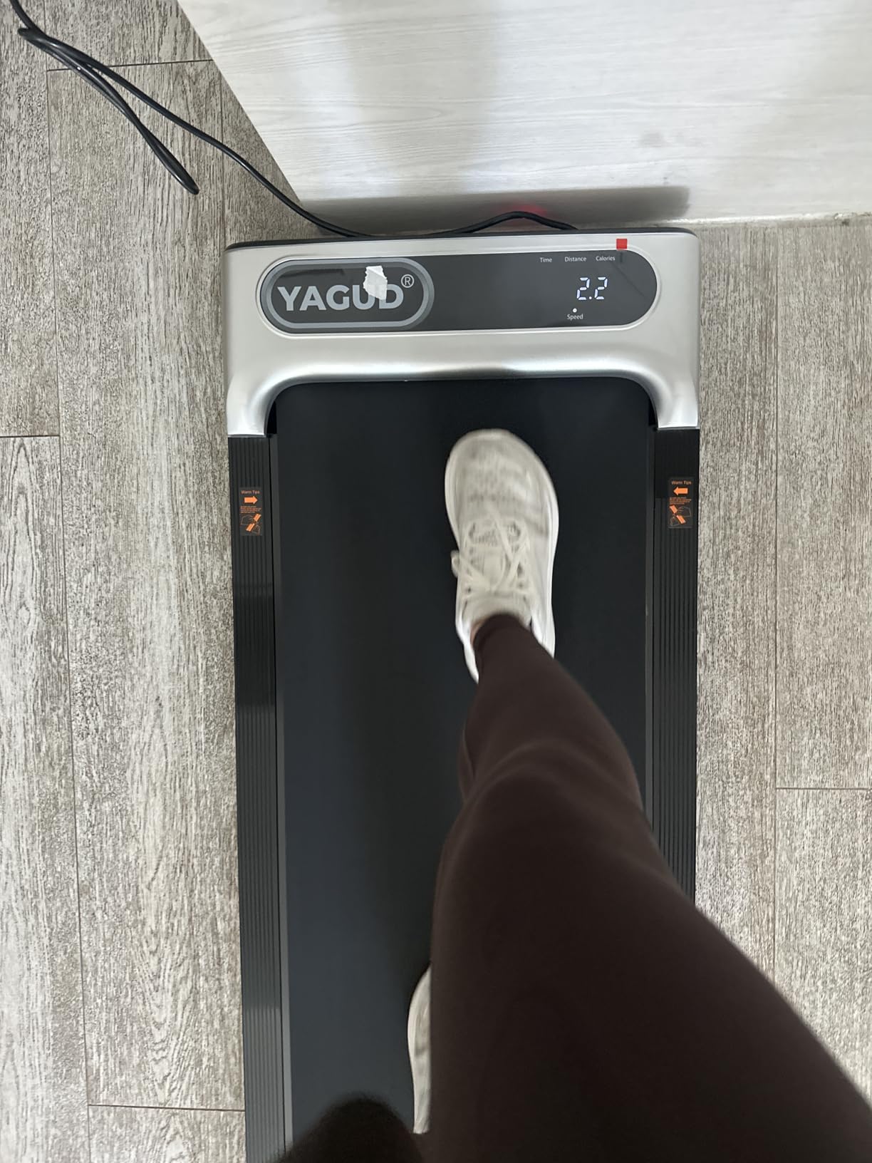 Yagud Under Desk Treadmill, Walking Pad for Home and Office, 2.5 HP Portable Walking Jogging Running Machine with Remote Control and LED Display, Silver - Customer Photo 1