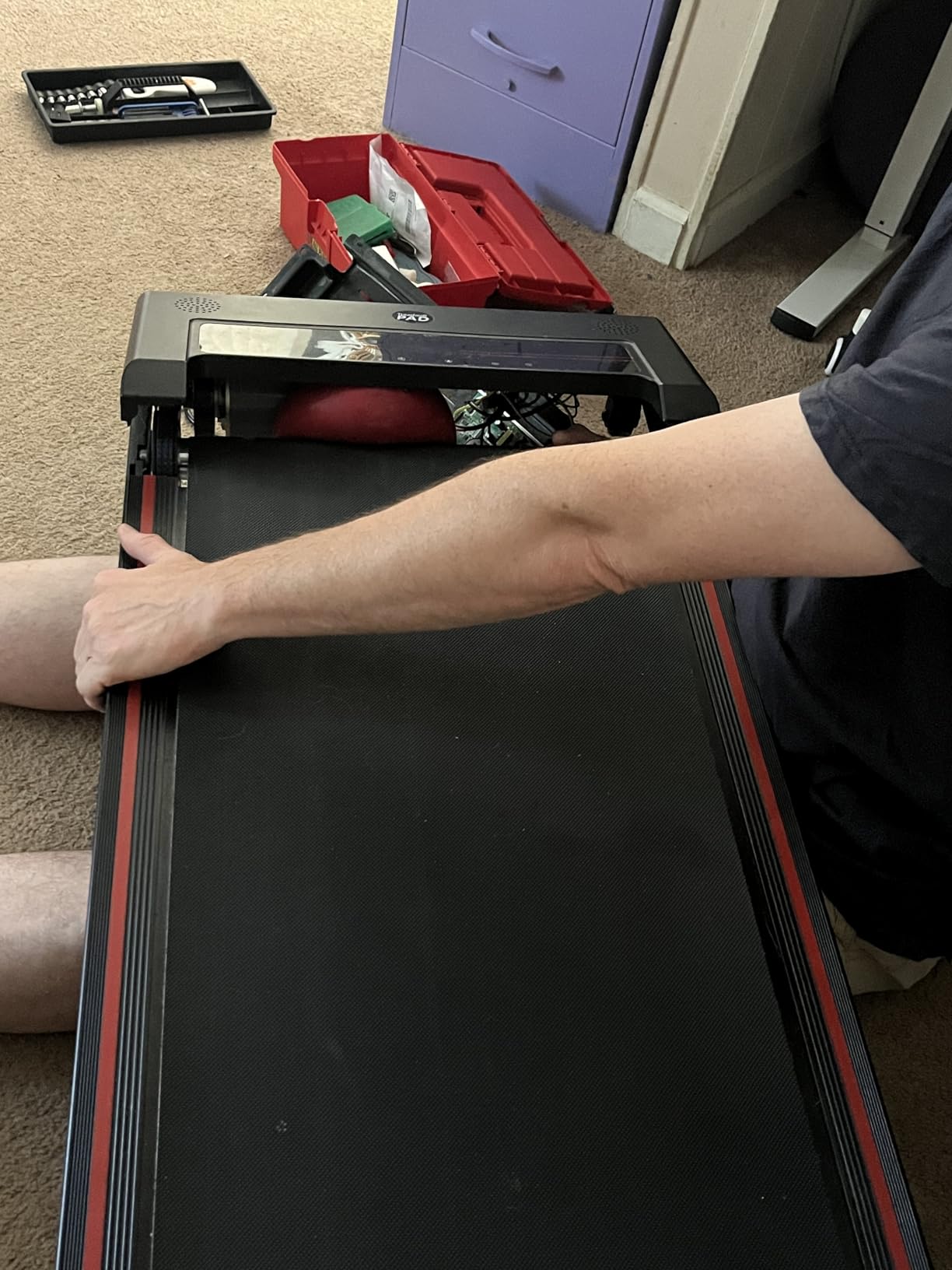 Sperax Walking Treadmill Pad with APP, 3 in 1 Under Desk Treadmill, 400W Low Noise Walking Vibration Pad with Remote Control,Portable Treadmills for Home Office - Customer Photo 2