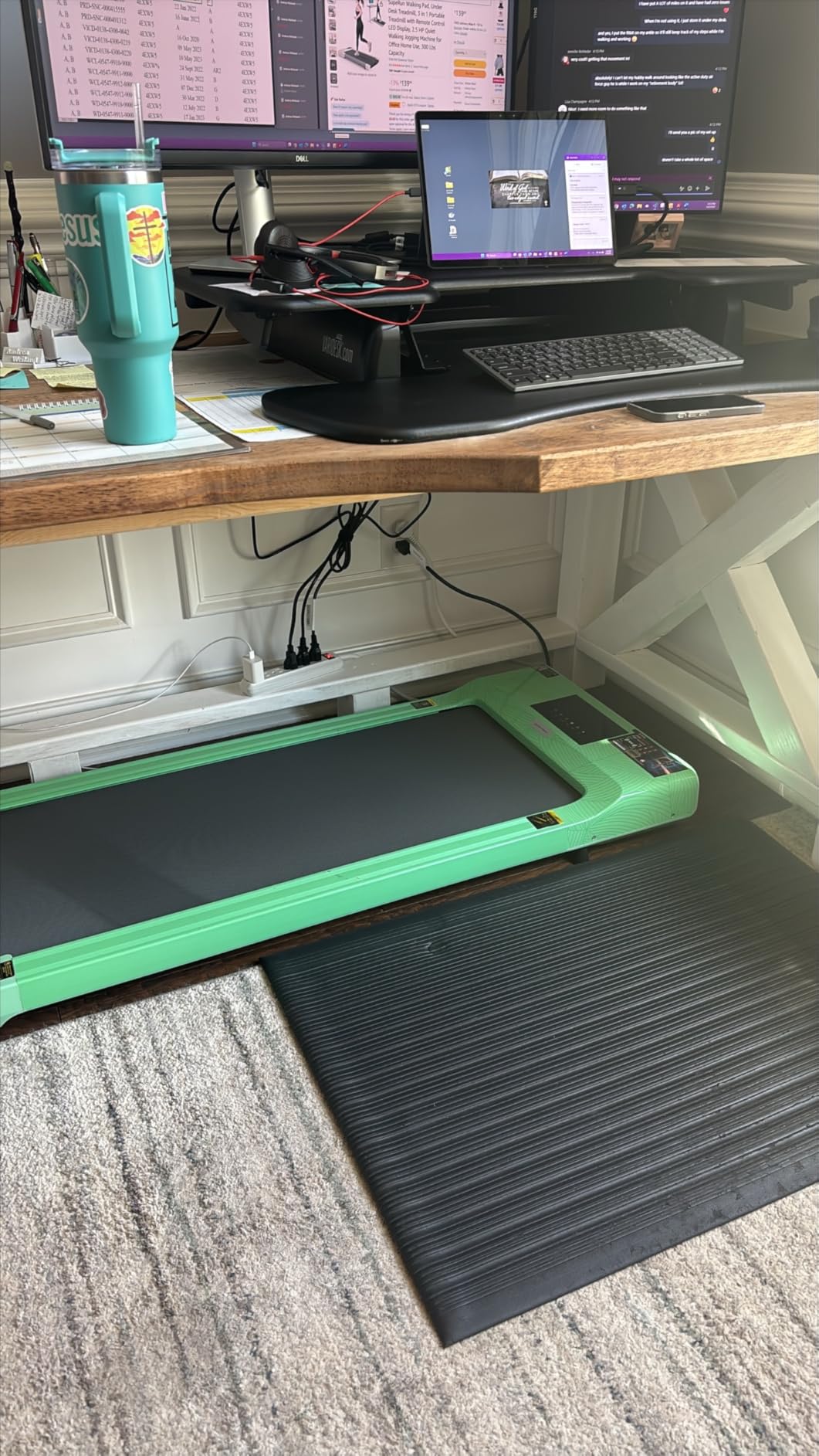 SupeRun Walking Pad, Under Desk Treadmill, 3 in 1 Portable Treadmill with Remote Control LED Display, 2.5 HP Quiet Walking Jogging Machine for Office Home Use, 300 Lbs Capacity - Customer Photo 1