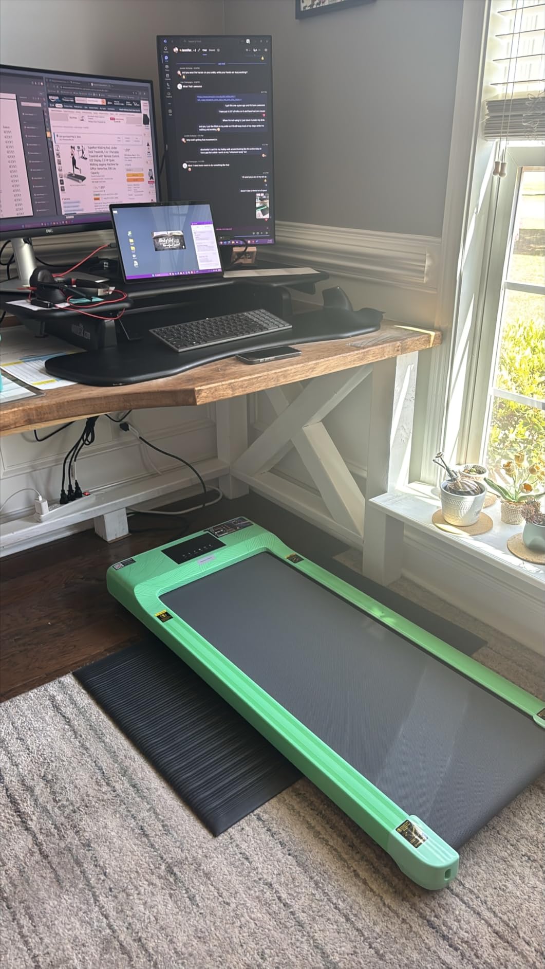SupeRun Walking Pad, Under Desk Treadmill, 3 in 1 Portable Treadmill with Remote Control LED Display, 2.5 HP Quiet Walking Jogging Machine for Office Home Use, 300 Lbs Capacity - Customer Photo 2
