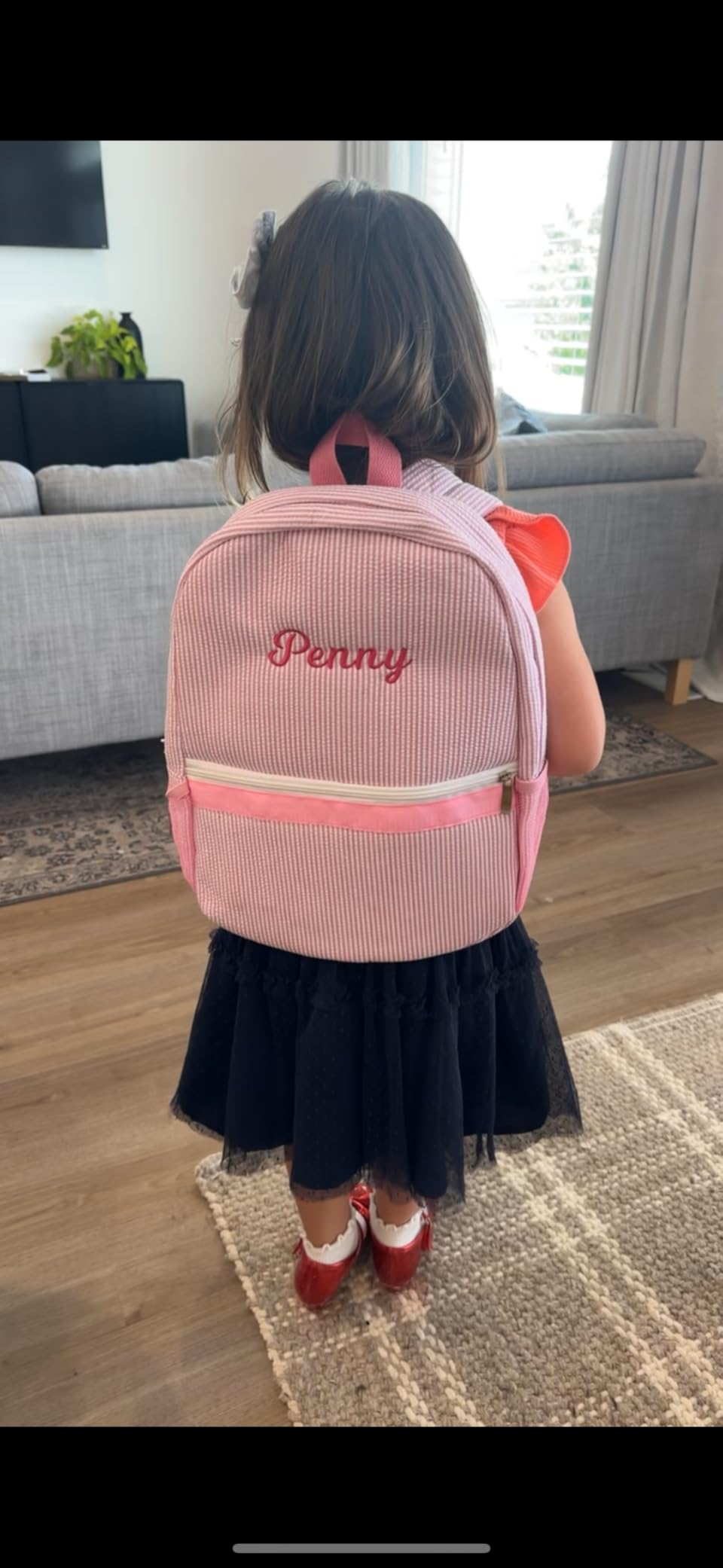 MT WORLD Personalized Toddler Backpack Seersucker Daycare Pack for Toddler Girls 2-4, Preppy Packpacks Kids Bookbags for Daily School, Birthday Gifts (Pink) Customer Review MT WORLD Personalized Toddler Backpack Seersucker Daycare Pack for Toddler Girls 2-4, Preppy Packpacks Kids Bookbags for Daily School, Birthday Gifts (Pink) - Customer Photo 2