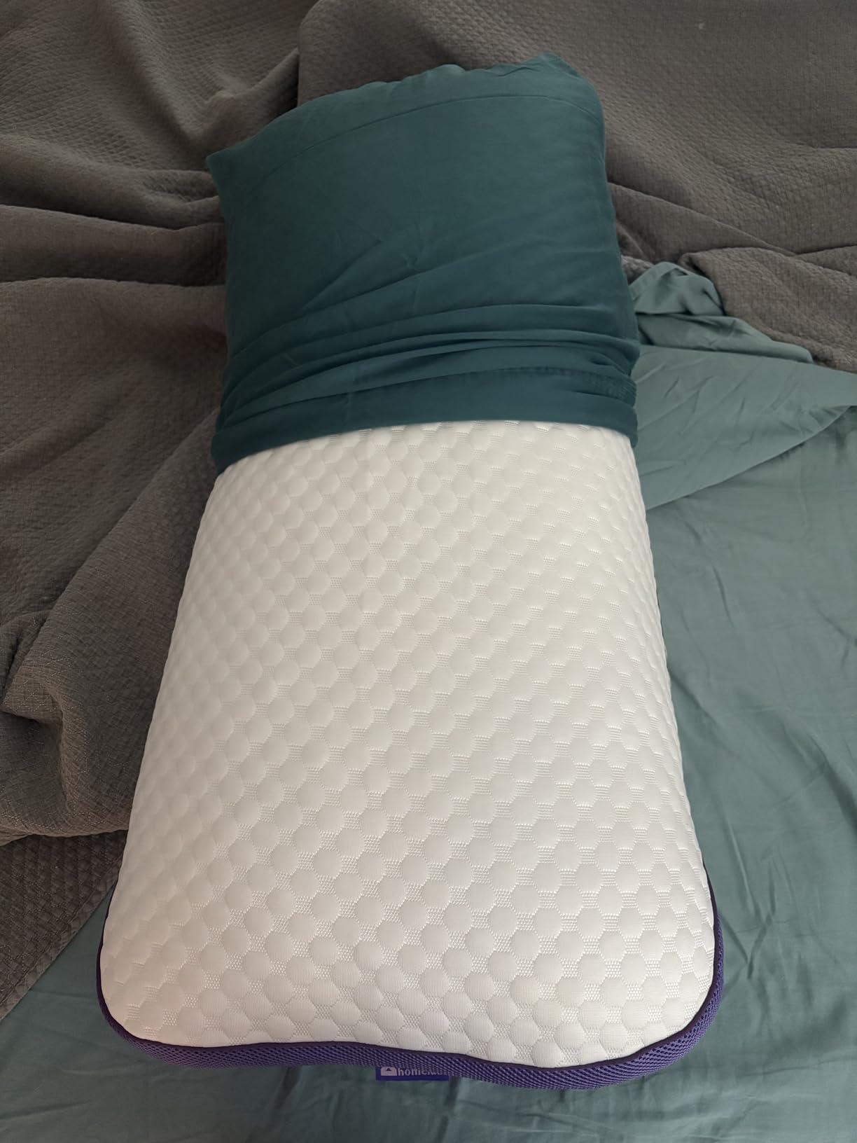 HOMELAB Adjustable Shredded Memory Foam Body Pillow, Cooling Bed Pillow for Sleeping with Removable Cover, Medium Pillow for Side Stomach & Back Sleepers, 1 Pack 20