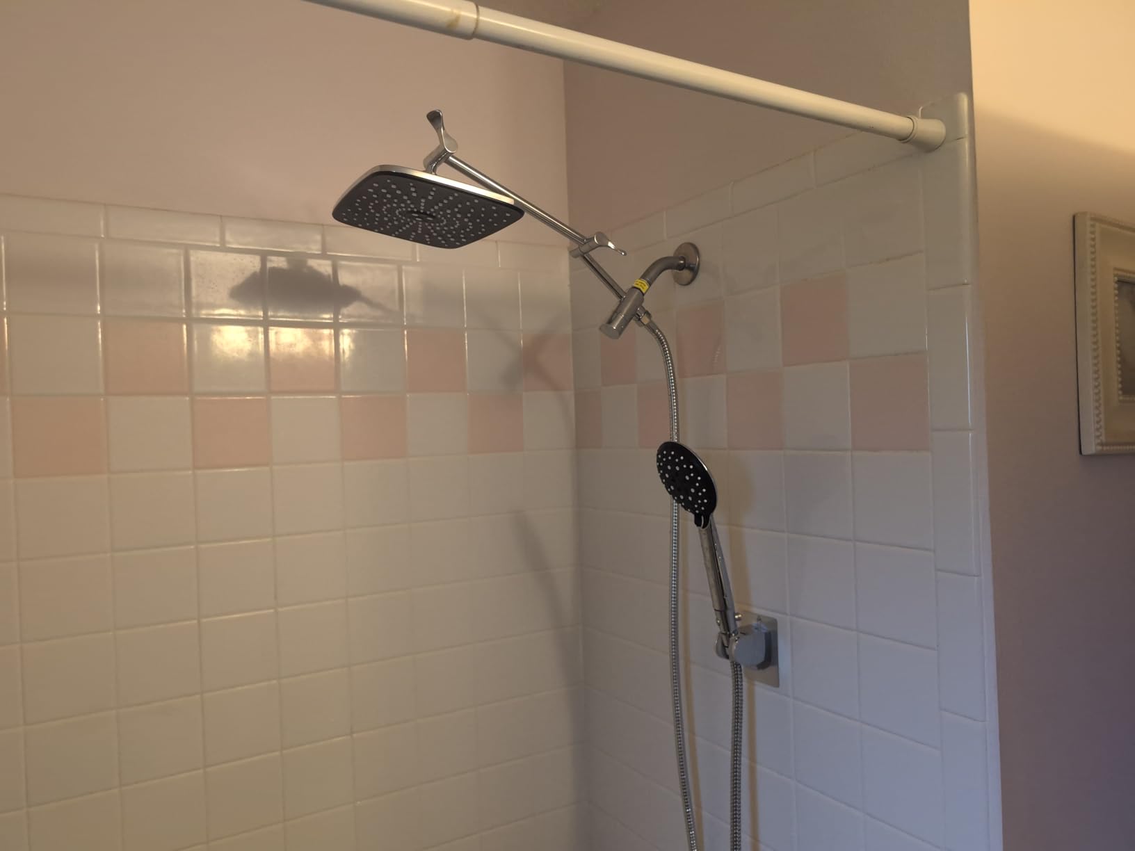 Veken Wide Rain Shower Head with Handheld, High Pressure Rainfall Showerhead Combo with Arm for Bathroom Accessories, Home Decor, Detachable Dual Shower with Multi Modes Handheld Spray, Silver Chrome - Customer Photo 1