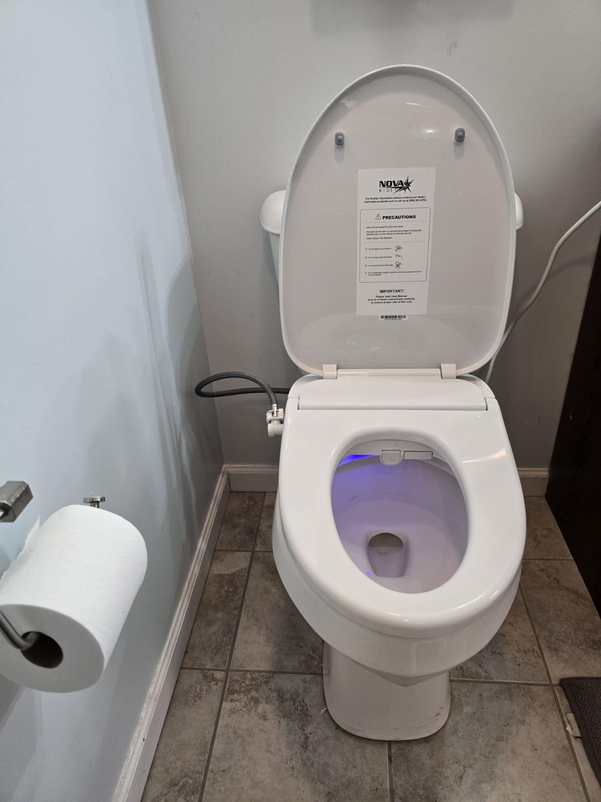 Eco Nova Elongated Bidet Toilet Seat, White, Slim Profile, Stainless Steel Nozzle, Unlimited Warm Water, LED Night Light, Wireless Remote Control With Wall Mount, Sittable Lid, 4 Year Warranty - Customer Photo 1