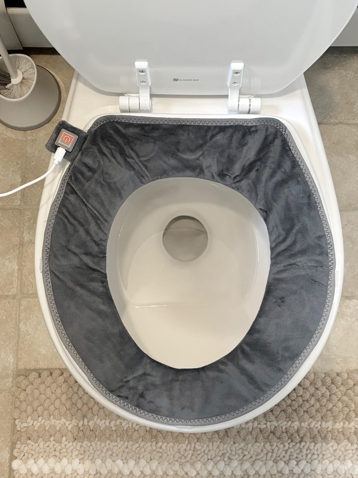 Hudson Comfort Heated Toilet Seat Cover – USB Powered Toilet Seat Warmer – Adjustable Temperature Levels Toilet Seat Cover with Soft Plush Fabric – Hand Wash and Easy Installation (Round) - Customer Photo 1