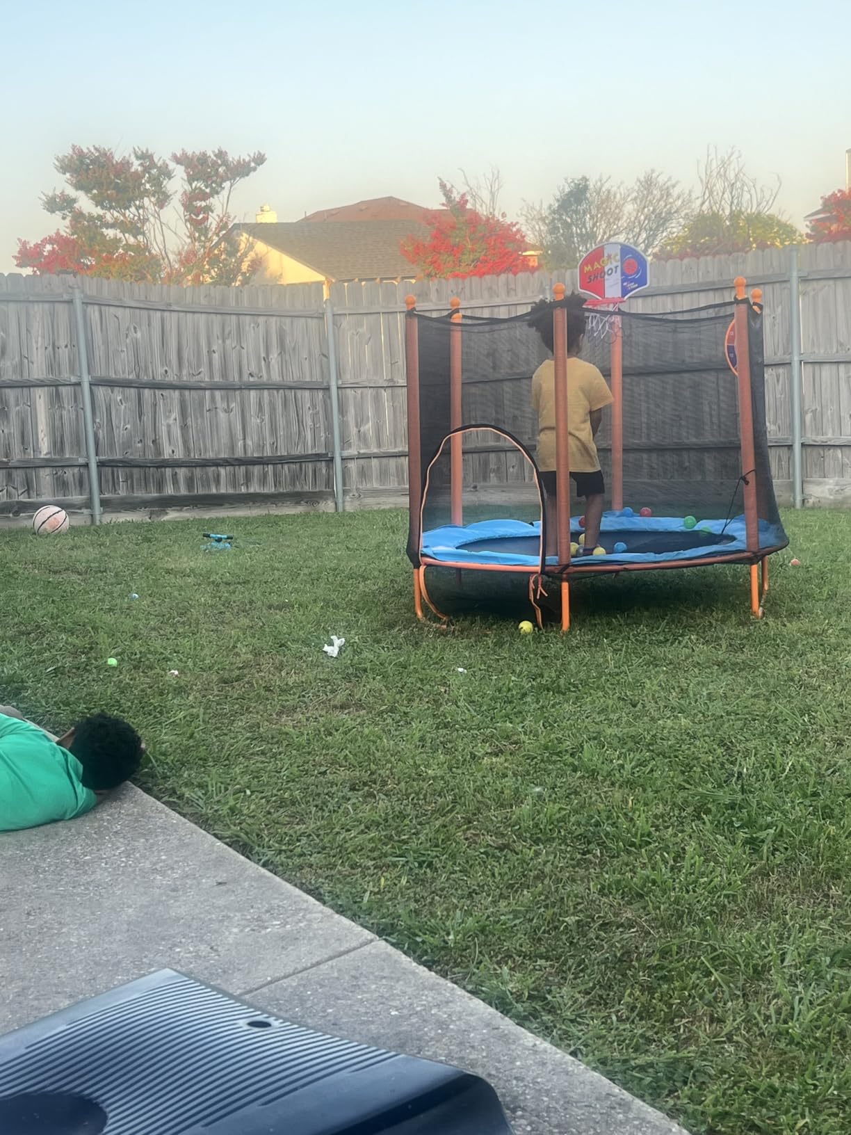 Ativafit 60'' Rebounder Trampoline Indoor Outdoor for Kids Ages 1-8, 5 FT Recreational Toddler Trampoline with Safety Enclosure Net Gifts with Basketball Hoop Dartboard Ocean Bal - Customer Photo 3