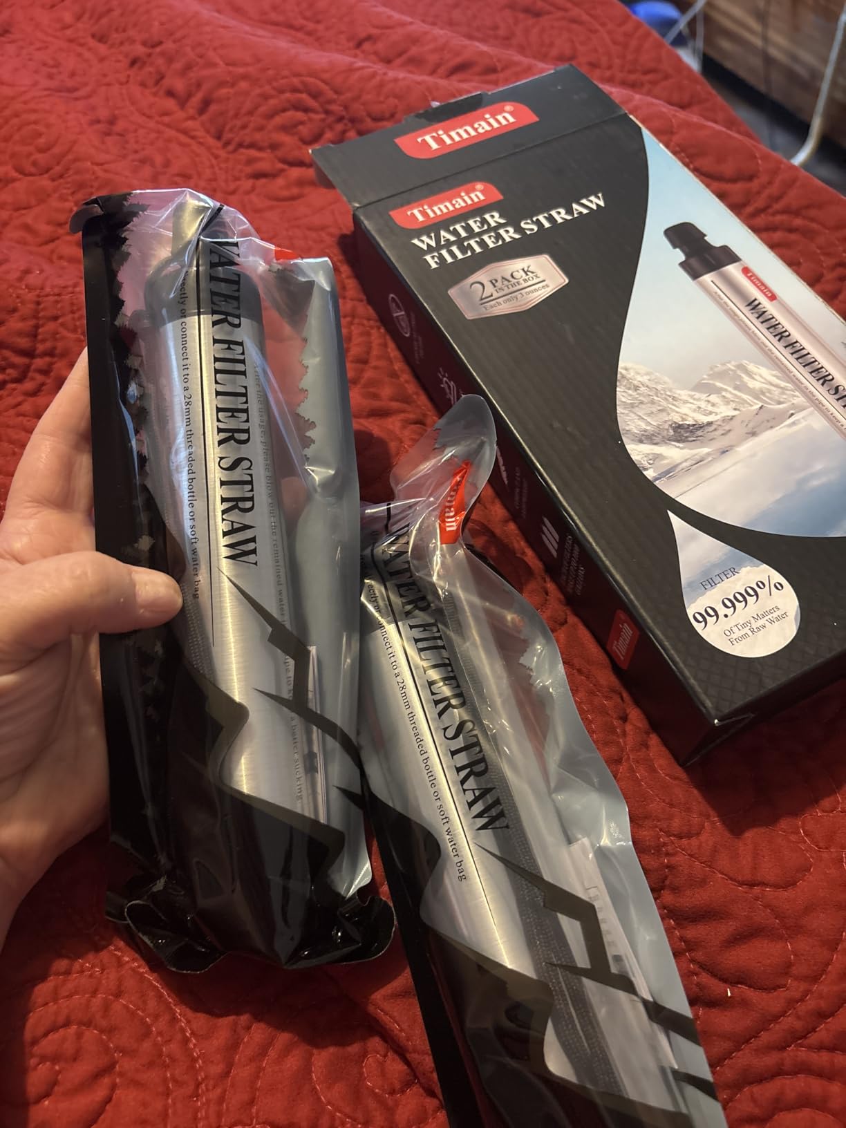 2 Pack Timain 4-Stage Filtration,High Flow Rate Water Filter Straw,Water Purifier Survival for Emergency Kits,Travel,Camping, Hiking,Fishing,Hunting (2) - Customer Photo 1