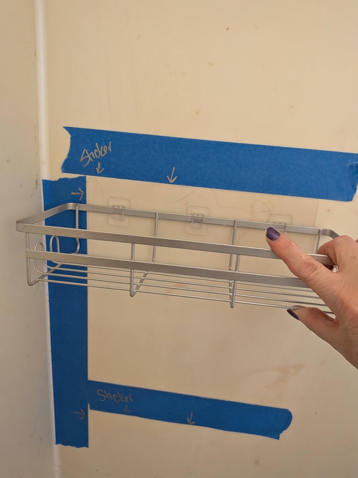 WOWBOX Shower Caddies 2 Pack - Adhesive Hanging Shower Shelf - Bathroom Organizers and Storage, No Drilling Stainless Shower Shelves for Home Decor, Bathroom Accessories - Customer Photo 1
