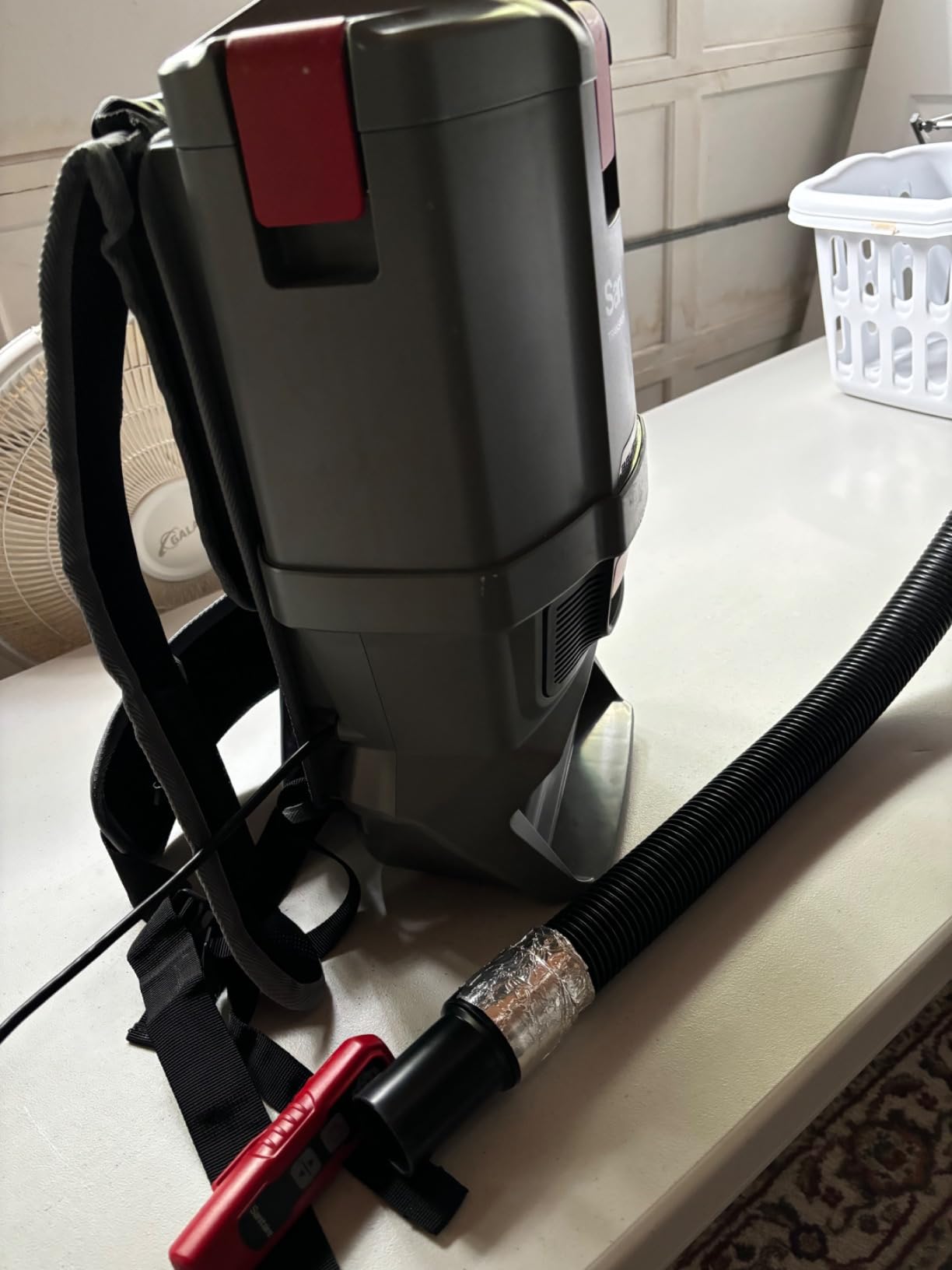 Sanitaire Transport Commercial Cordless Backpack Vacuum with Adjustable Wand, Dual 24V Batteries, Handheld Controls, SC580A. Gray - Customer Photo 1