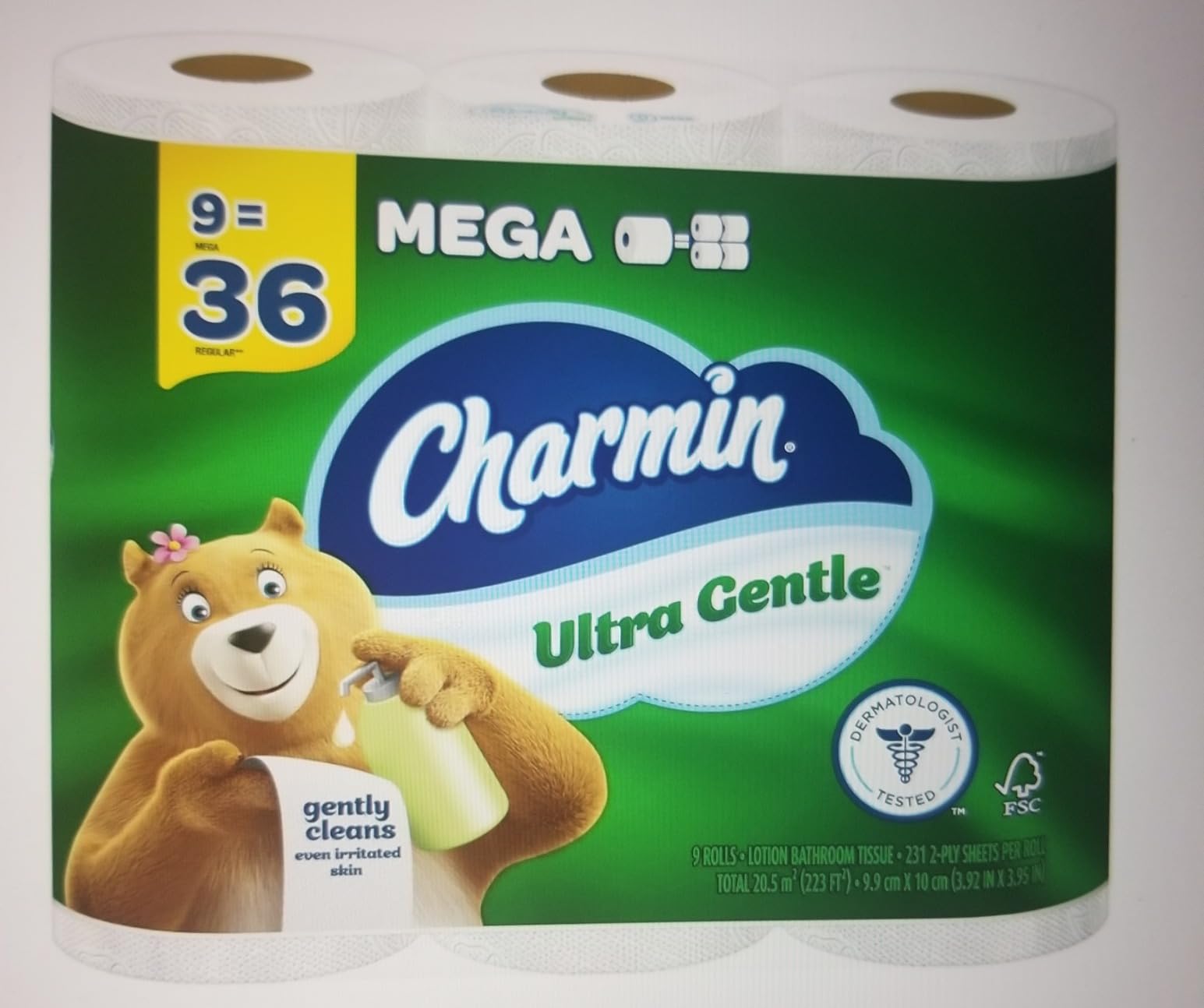 Charmin Ultra Gentle Toilet Paper, 9 Mega Rolls, 231 Sheets Per Roll - Customer Photo 2