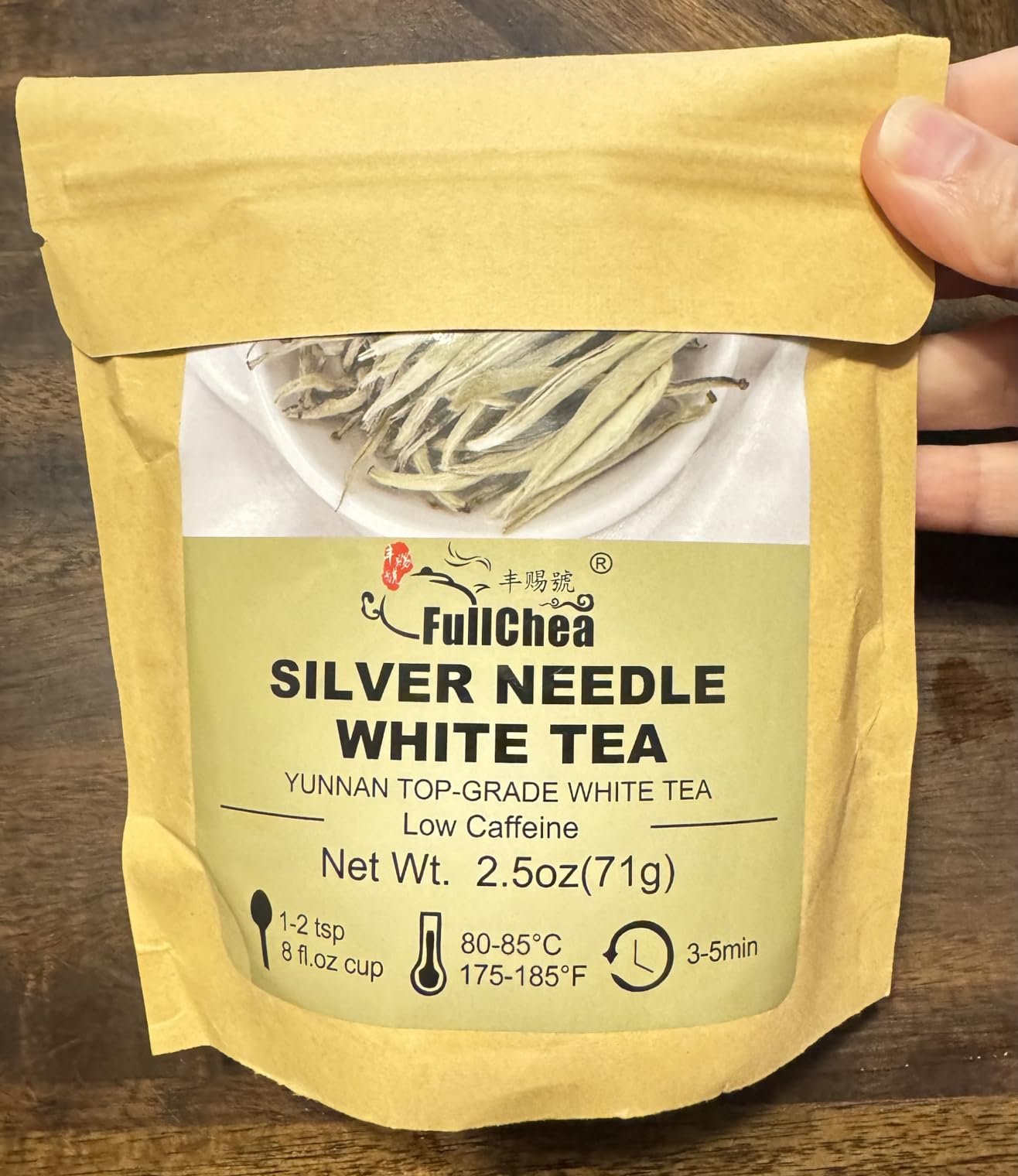 FullChea - White Tea Loose Leaf - Yunnan Silver Needle White Tea - Low Caffeine - Bai Hao Yin Zhen - Refreshing Woody Aroma - 2.5oz/71g - Customer Photo 1