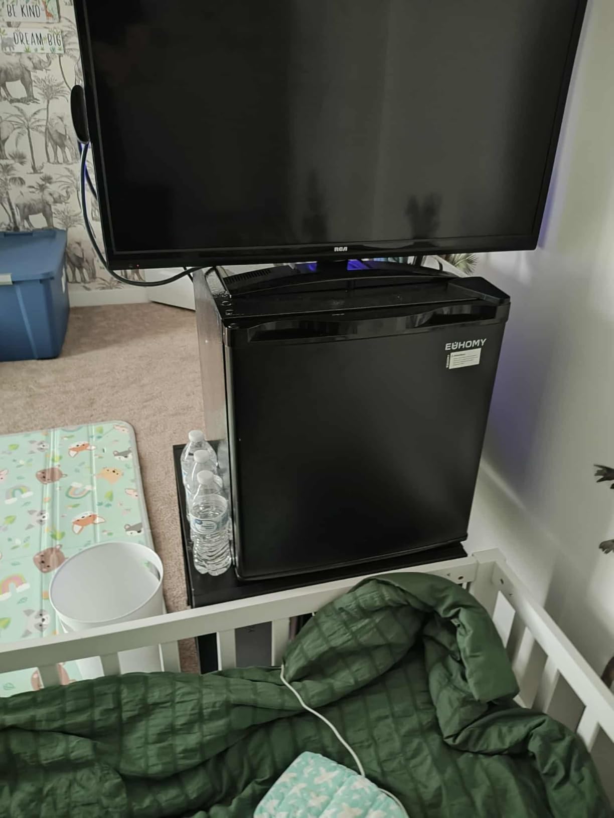 EUHOMY 1.7 Cu.Ft Mini Fridge with Freezer, Reversible Single Door Compact Refrigerator, Adjustable Thermostat, Energy Saving, Mini Fridge for Bedroom, Office, Dorm, Black Customer Review EUHOMY 1.7 Cu.Ft Mini Fridge with Freezer, Reversible Single Door Compact Refrigerator, Adjustable Thermostat, Energy Saving, Mini Fridge for Bedroom, Office, Dorm, Black - Customer Photo 2