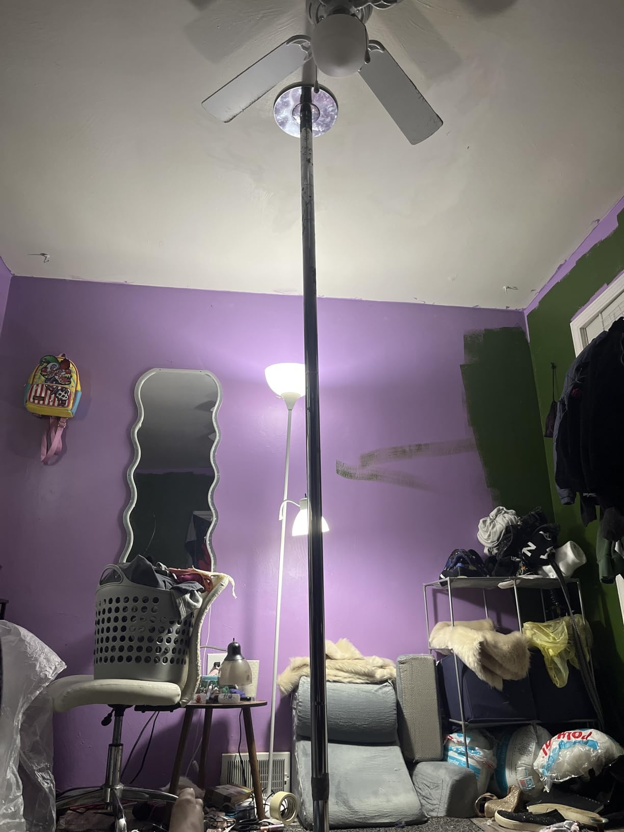 Spinning Dancing Pole for Home | Portable and Heavy Duty 45mm Dance Pole Apartment Friendly, Adjustable Height 7ft to 11ft, w/Pole Conditioning Bands Set, LED Light and Carry Bags - Customer Photo 1