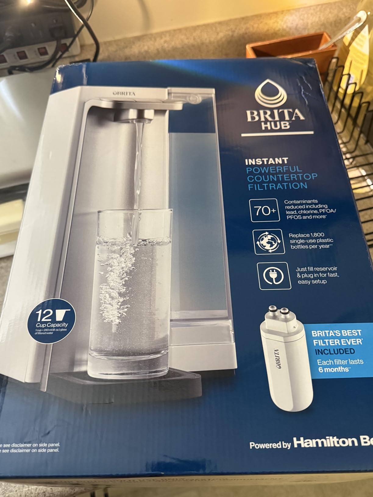 Brita Hub Compact Instant Powerful Countertop Water Filter System, Reduces 70+ Contaminants, 9 Cup Water Reservoir, Includes 6 Month Carbon Block Filter, White, 87344 - Customer Photo 2