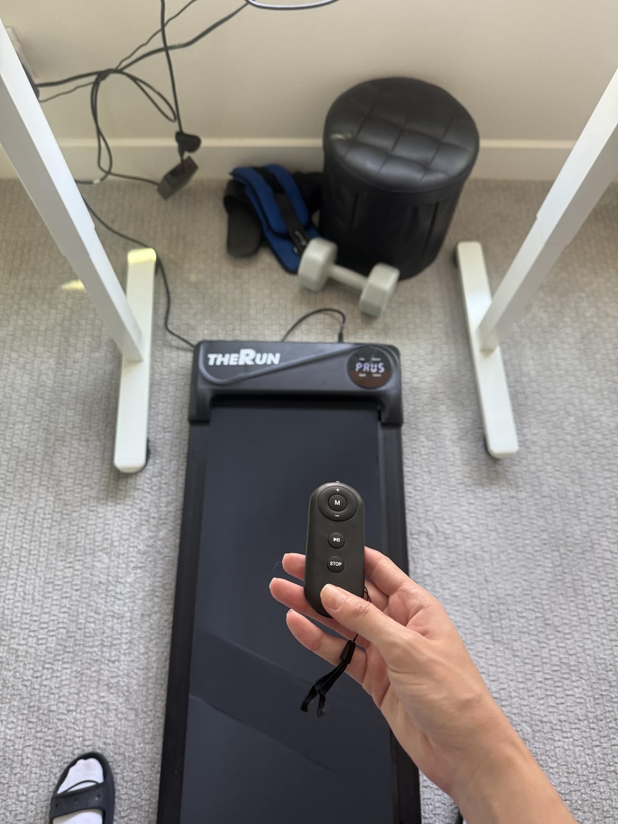 THERUN Walking Pad Treadmill Under Desk, Portable Mini Treadmill for Home/Office, Walking Pad Machine with 2.5HP and 265 lbs Weight Capacity Remote Control LED Display - Customer Photo 1