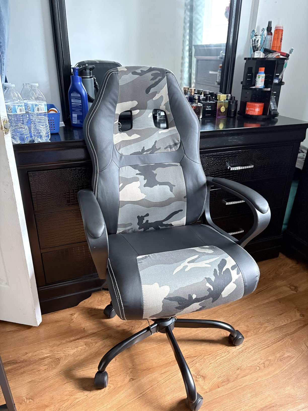 PayLessHere Gaming Chair Office Chair with Support Adjustable Ergonomic Pu Leather Racing Lumbar Massage Headrest Armrest Task 360° Swivel Computer Chair for Women Men Adults，Black - Customer Photo 1