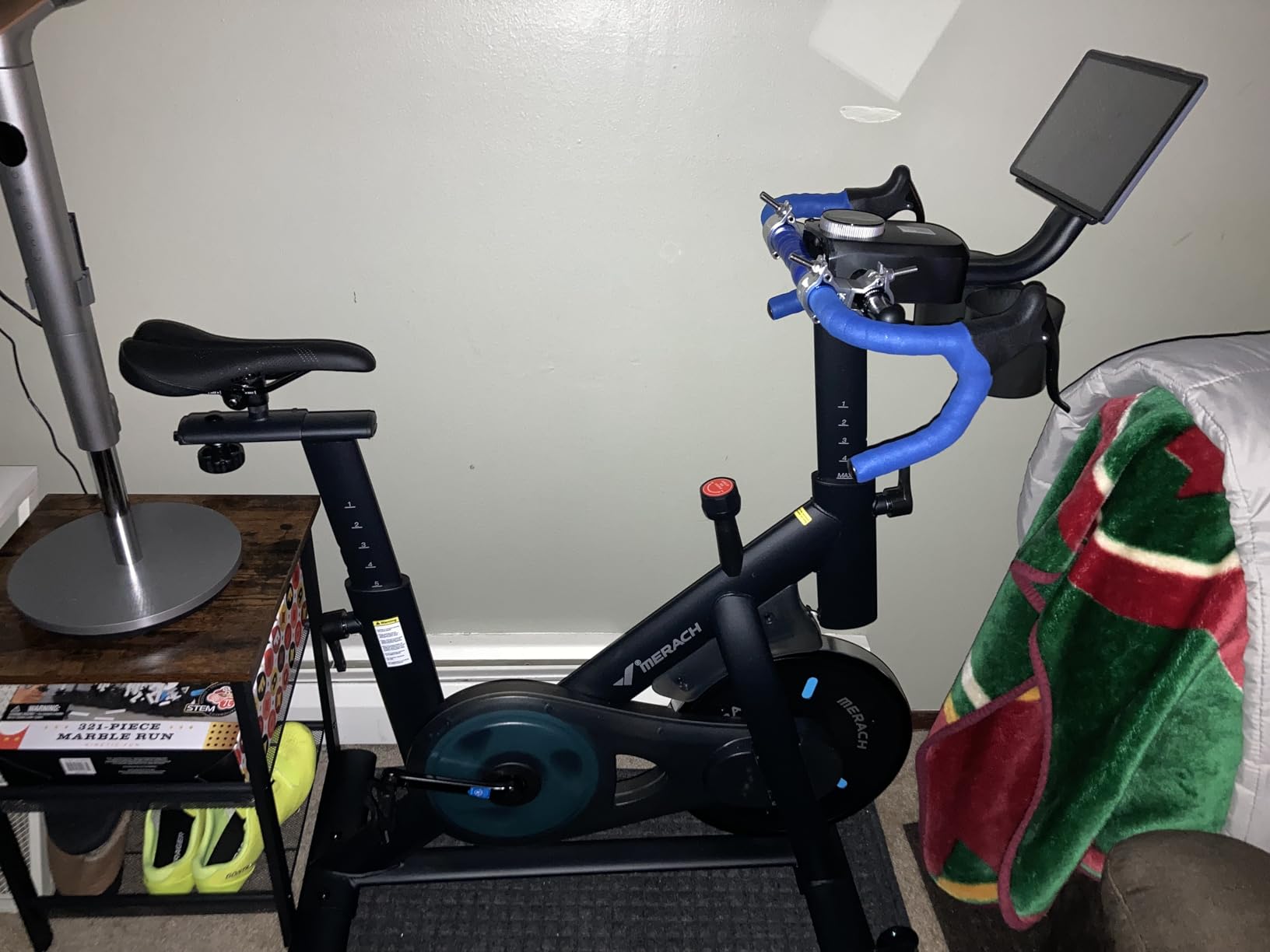 MERACH Exercise Bike, Brake Pad Stationary Bike with Exclusive App, Low Noise Indoor Cycling Bike with 300lbs Weight Capacity, Tablet Mount and Fitness Courses for Weight Loss - Customer Photo 1