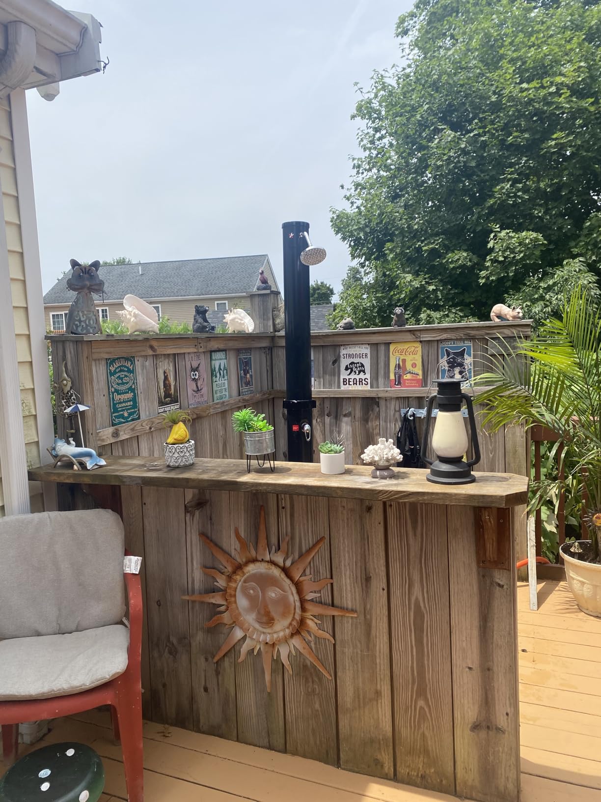 Goplus 10 Gallon Solar Heated Outdoor Shower, 7.2 FT Freestanding Garden Pool Shower with Rotating Shower Head, Temperature Adjustment & Foot Shower, for Outside Backyard Beach (Black) - Customer Photo 2