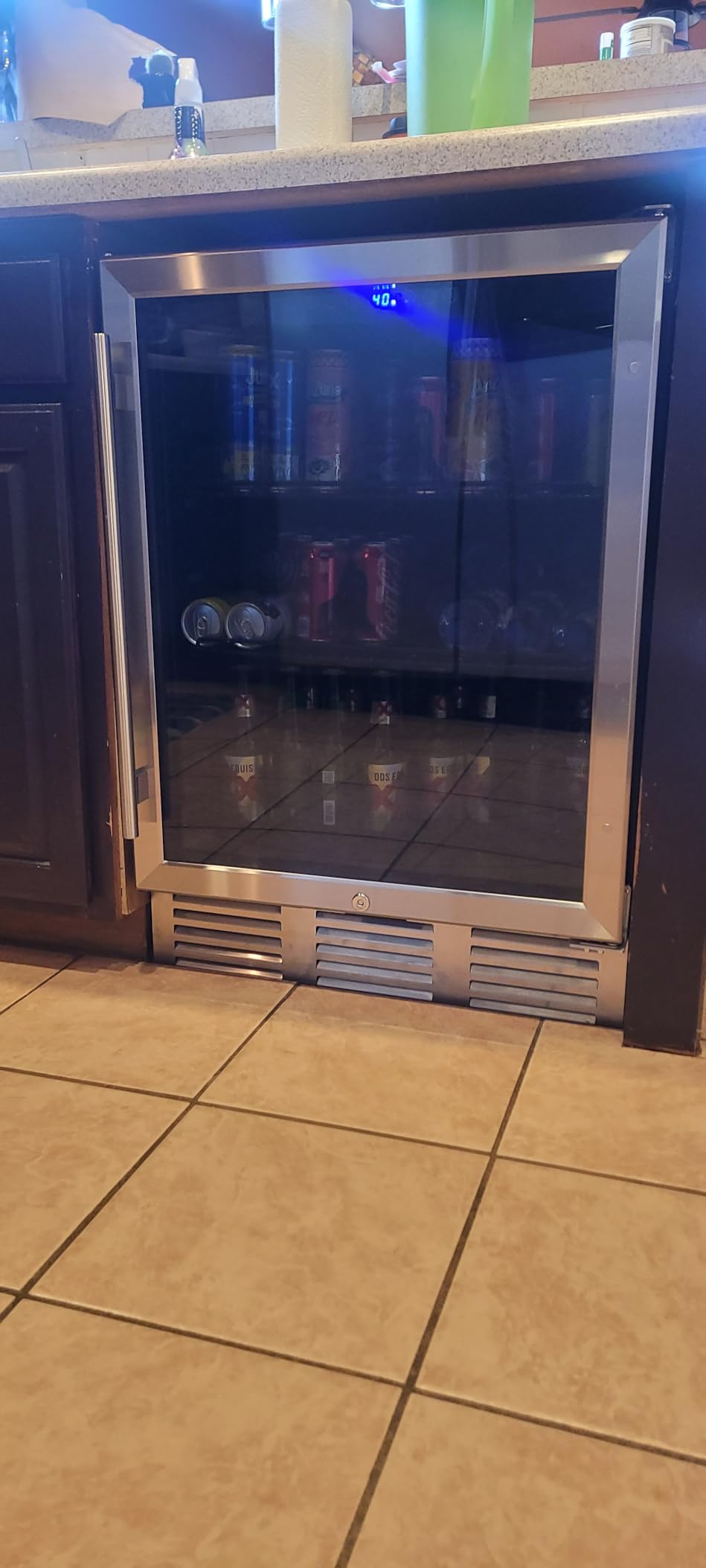 EUHOMY 24 Inch Beverage Refrigerator, 180 Can Built-in Beverage Cooler, Under Counter Beer Fridge with Glass Door for Soda, Water, Wine - For Kitchen, Bar or Office - Customer Photo 1