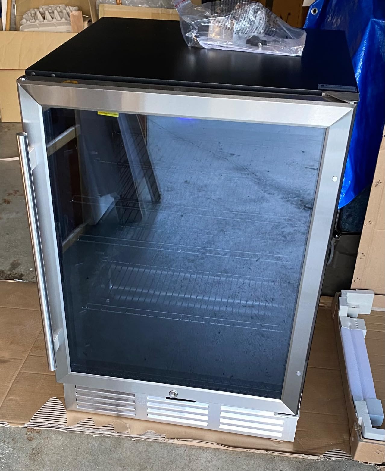 EUHOMY 24 Inch Beverage Refrigerator, 180 Can Built-in Beverage Cooler, Under Counter Beer Fridge with Glass Door for Soda, Water, Wine - For Kitchen, Bar or Office - Customer Photo 2