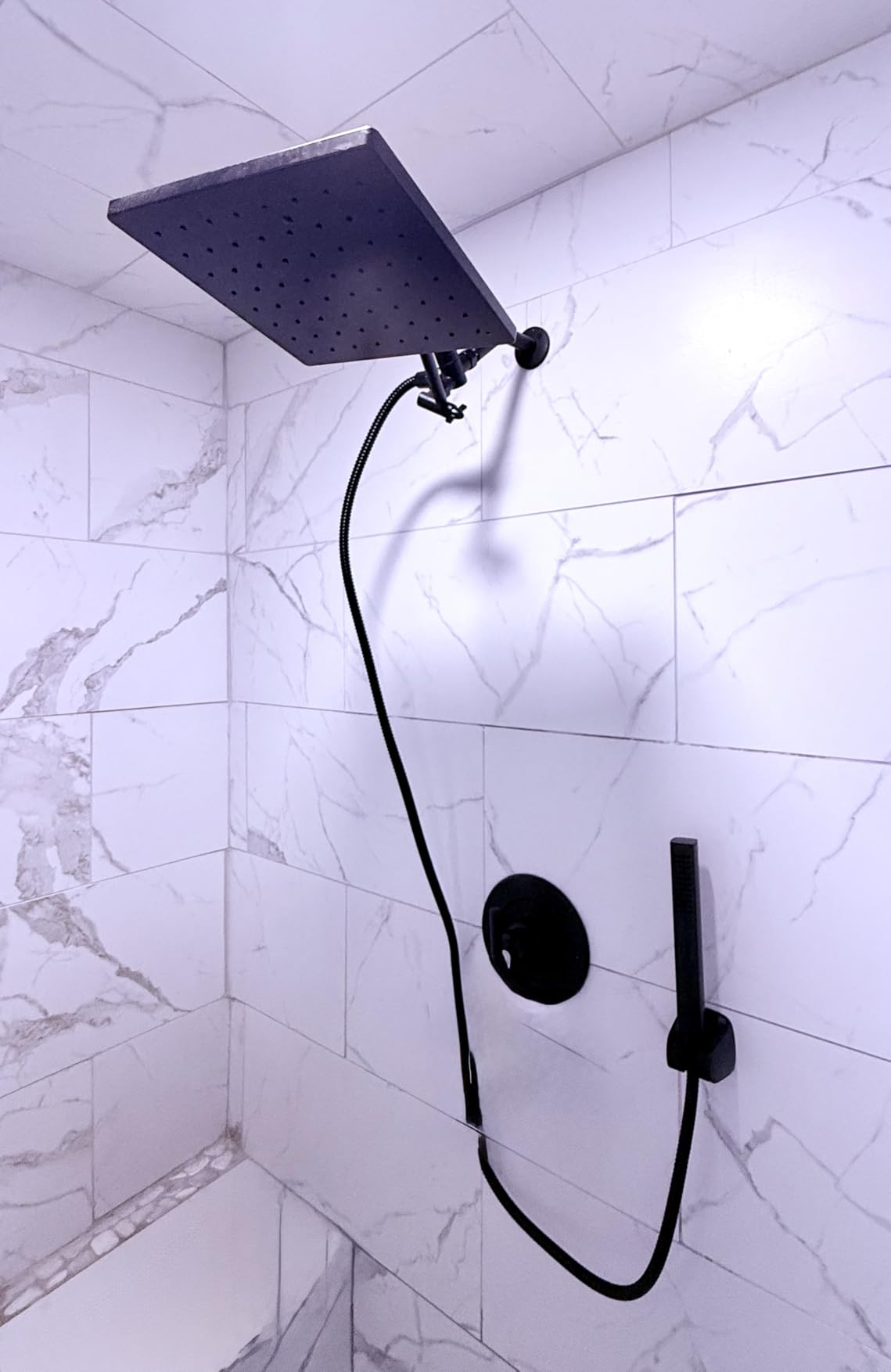 Delta Faucet 10-inch Raincan Shower Head and Hand Held Shower Combo, Brushed Nickel Square Shower Head, Rainfall Shower Head, Hand Shower, 1.75 GPM Flow Rate, Spotshield Brushed Nickel 75527-SN - Customer Photo 2