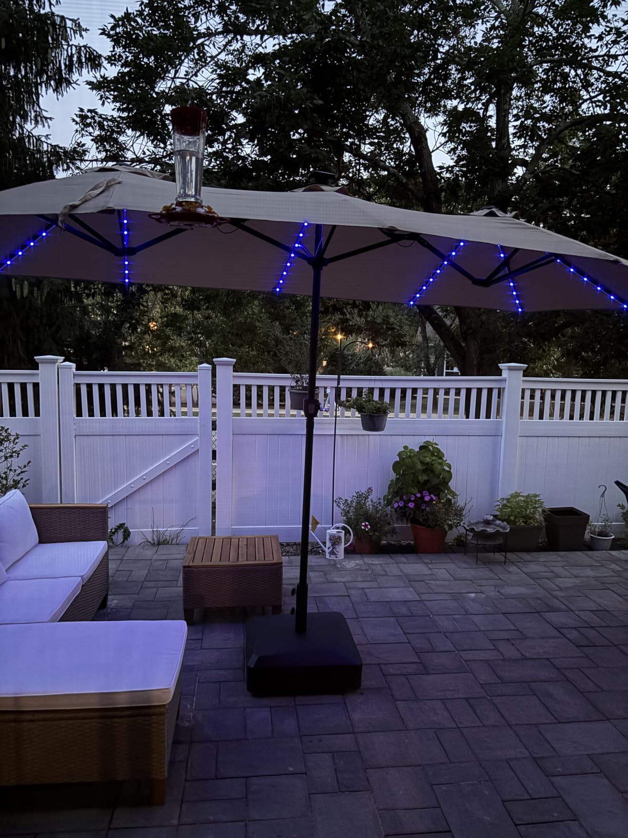 Sophia & William 13ft Outdoor Patio Umbrella with Solar Lights, Large Double-sided Umbrella with LED Lights, Perfect for Garden, Deck, Pool, Navy Blue Customer Review Sophia & William 13ft Outdoor Patio Umbrella with Solar Lights, Large Double-sided Umbrella with LED Lights, Perfect for Garden, Deck, Pool, Navy Blue - Customer Photo 2