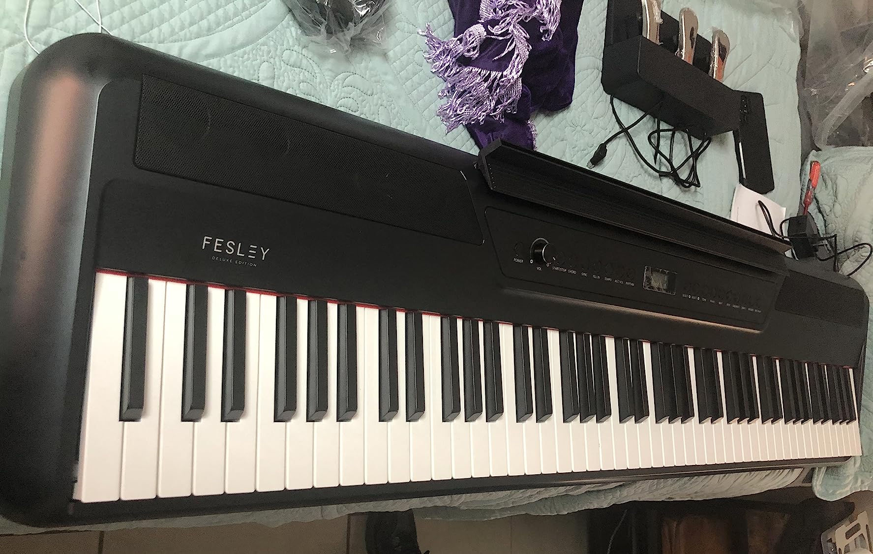 Fesley Digital Piano 88 Key Weighted Keyboard: Full Size Electric Piano with Graded Hammer Action for Professional, Dual Stereo Speakers & 3-Pedal, Support Bluetooth, MIDI USB,Home Friendly Wood Color - Customer Photo 2